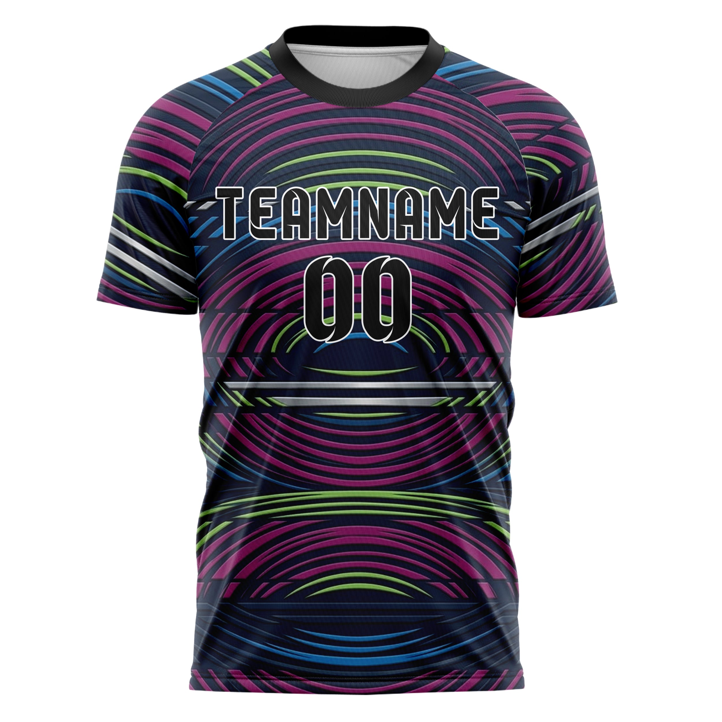 Marineblau Magenta Limette Blau Silber Neon Echo Bänder individuelles Fußballtrikot