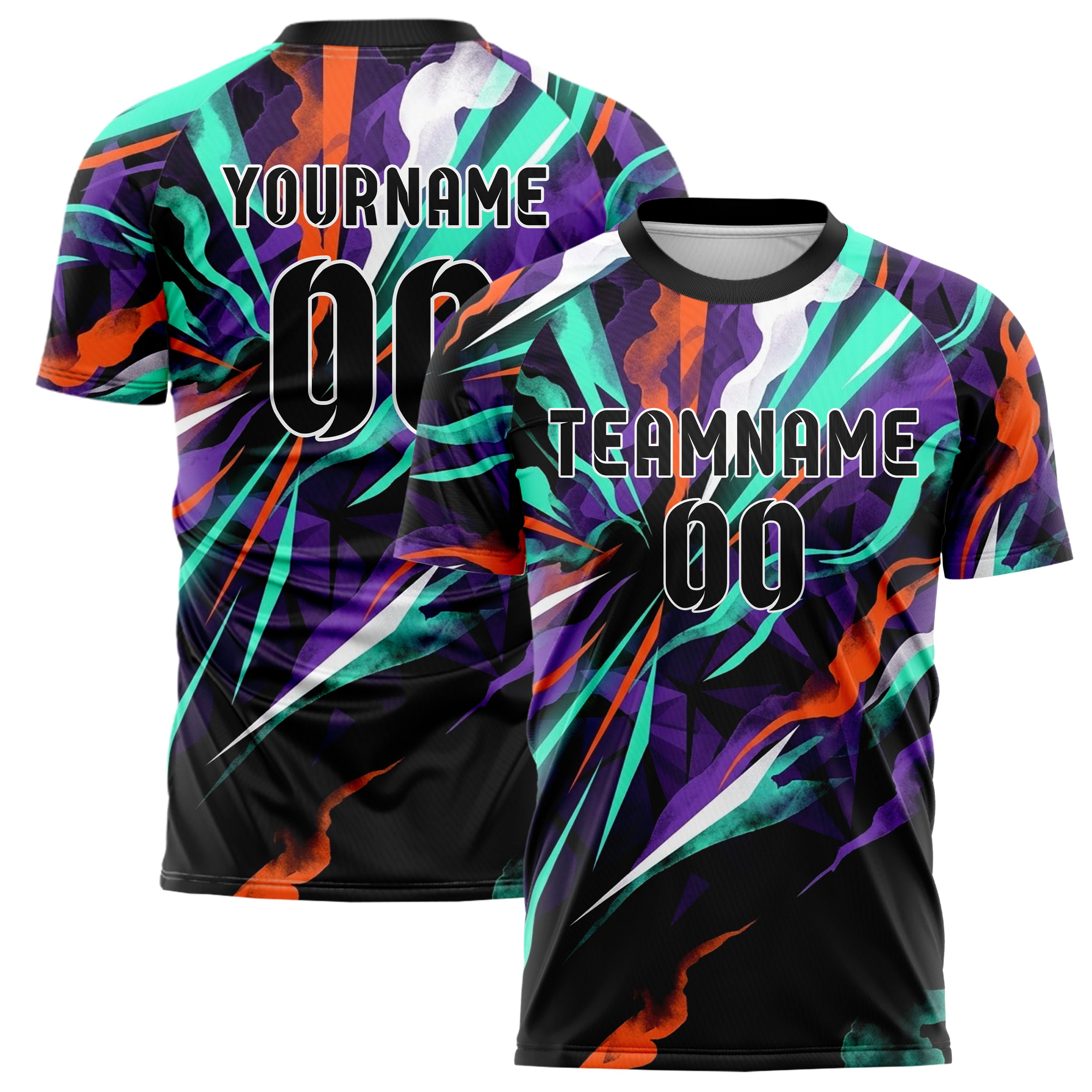 Schwarz Petrol Orange Lila Weiß Prisma Rauch Drift individuelles Fußballtrikot