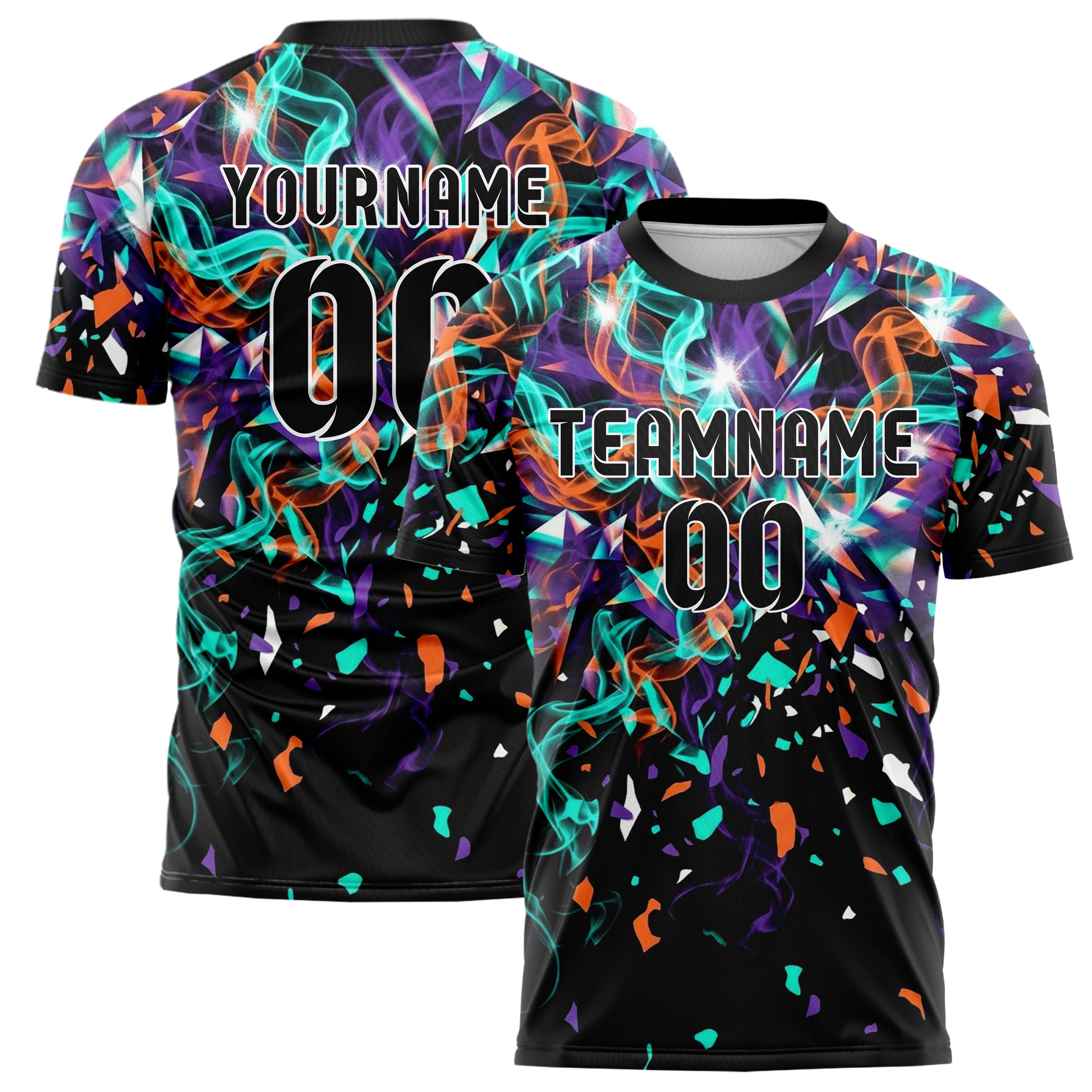 Schwarz Petrol Orange Lila Weiß Prisma Rauch Drift individuelles Fußballtrikot