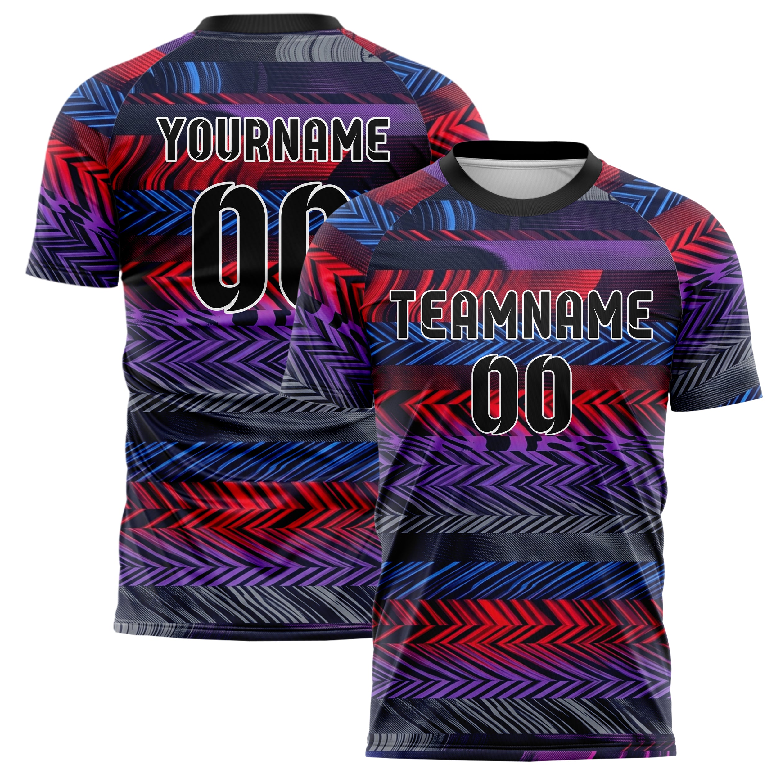Mitternacht Neonrot Neonblau Lila Grau chromatisch Poster Schmelze individuelles Fußballtrikot