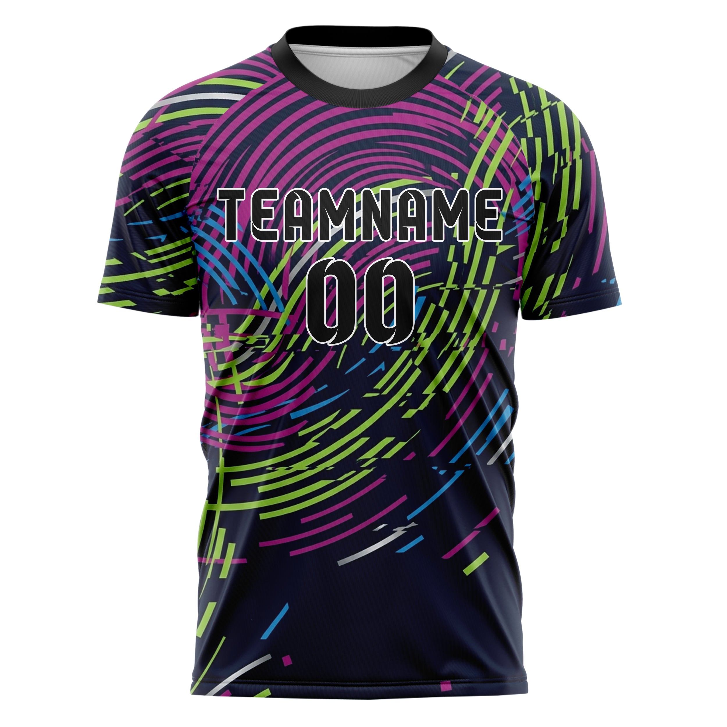 Marineblau Magenta Limette Blau Silber Neon Echo Bänder individuelles Fußballtrikot