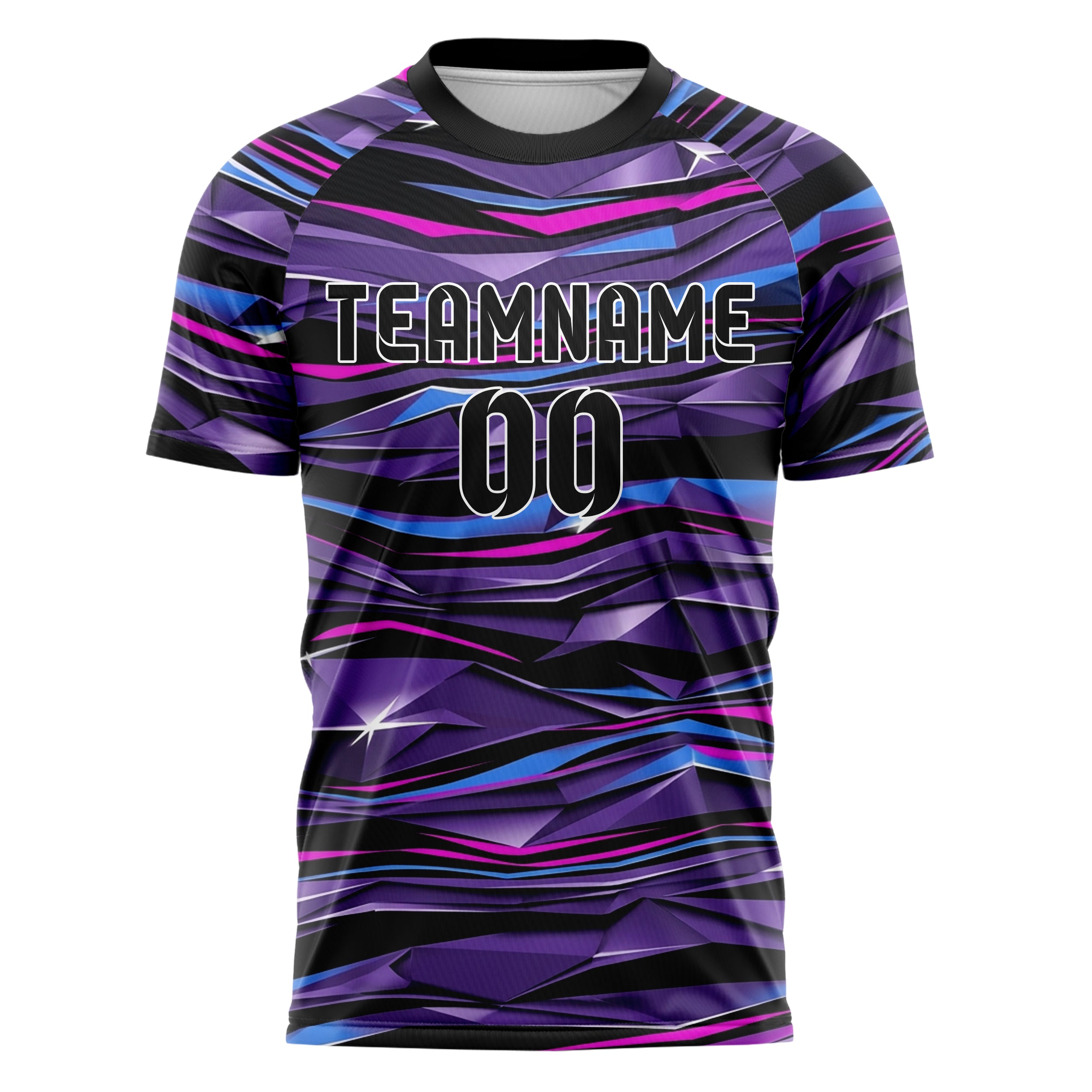 Schwarz UV Lila Elektroblau Magenta Weiß chromatisch Poster Schmelze individuelles Fußballtrikot