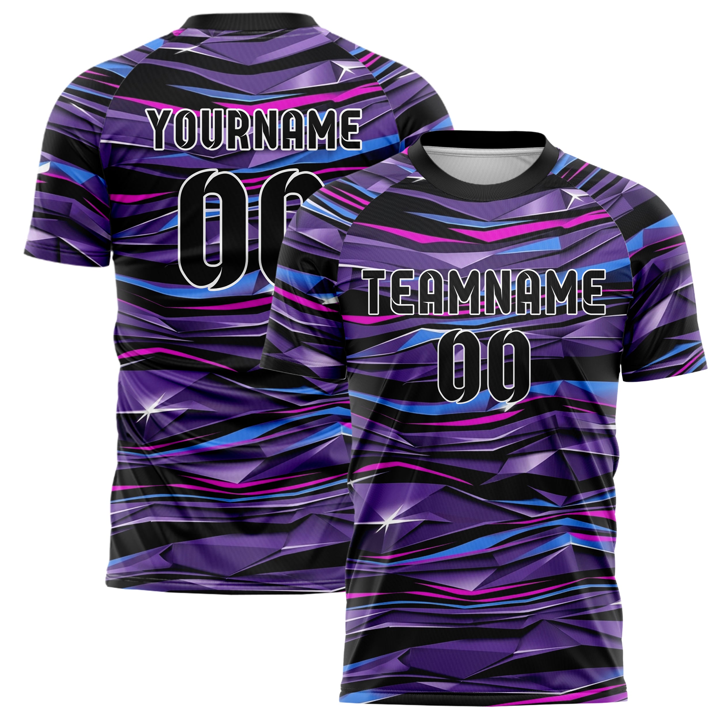 Schwarz UV Lila Elektroblau Magenta Weiß chromatisch Poster Schmelze individuelles Fußballtrikot