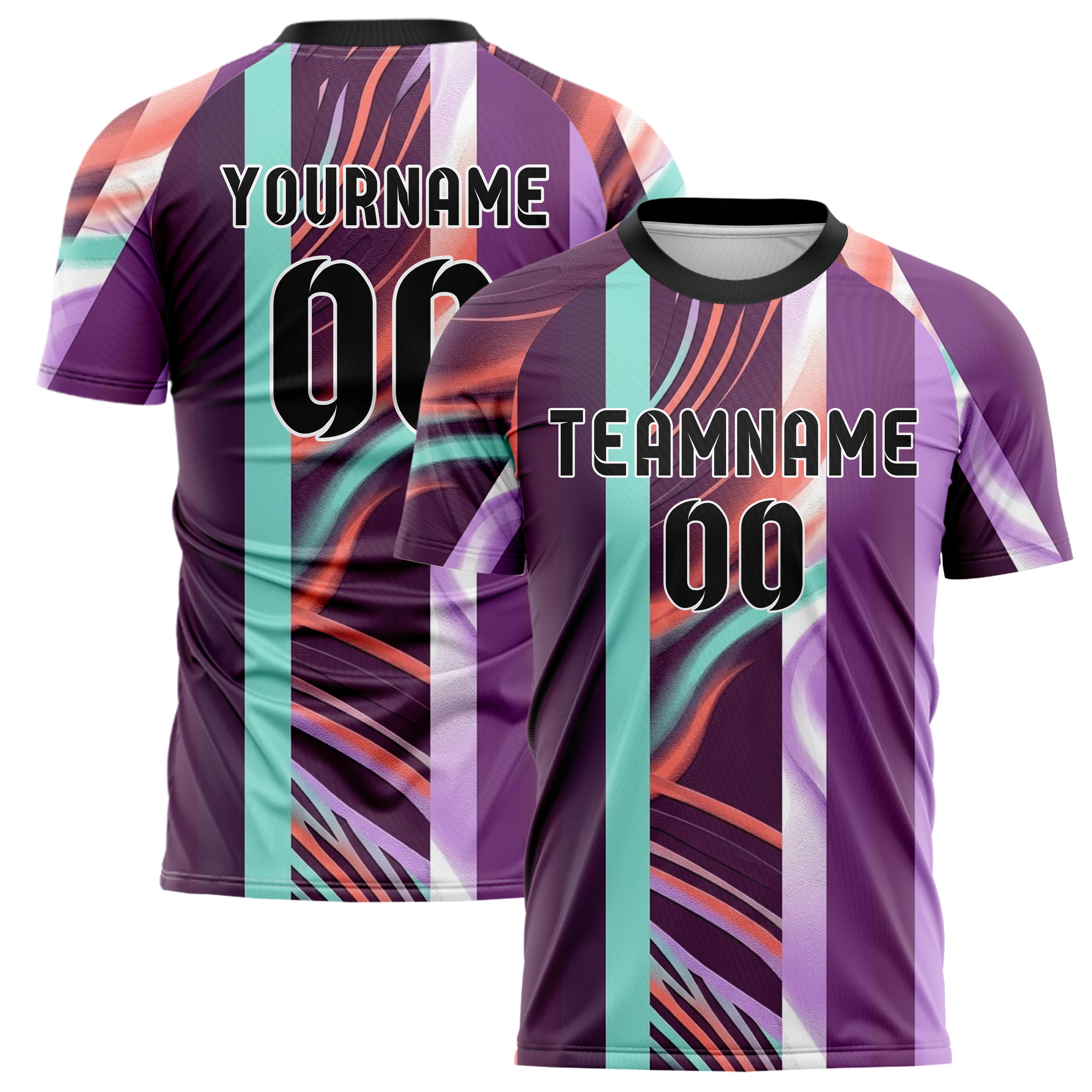 Pflaume Koralle Aqua Flieder Weiß Prisma Rauch Drift individuelles Fußballtrikot