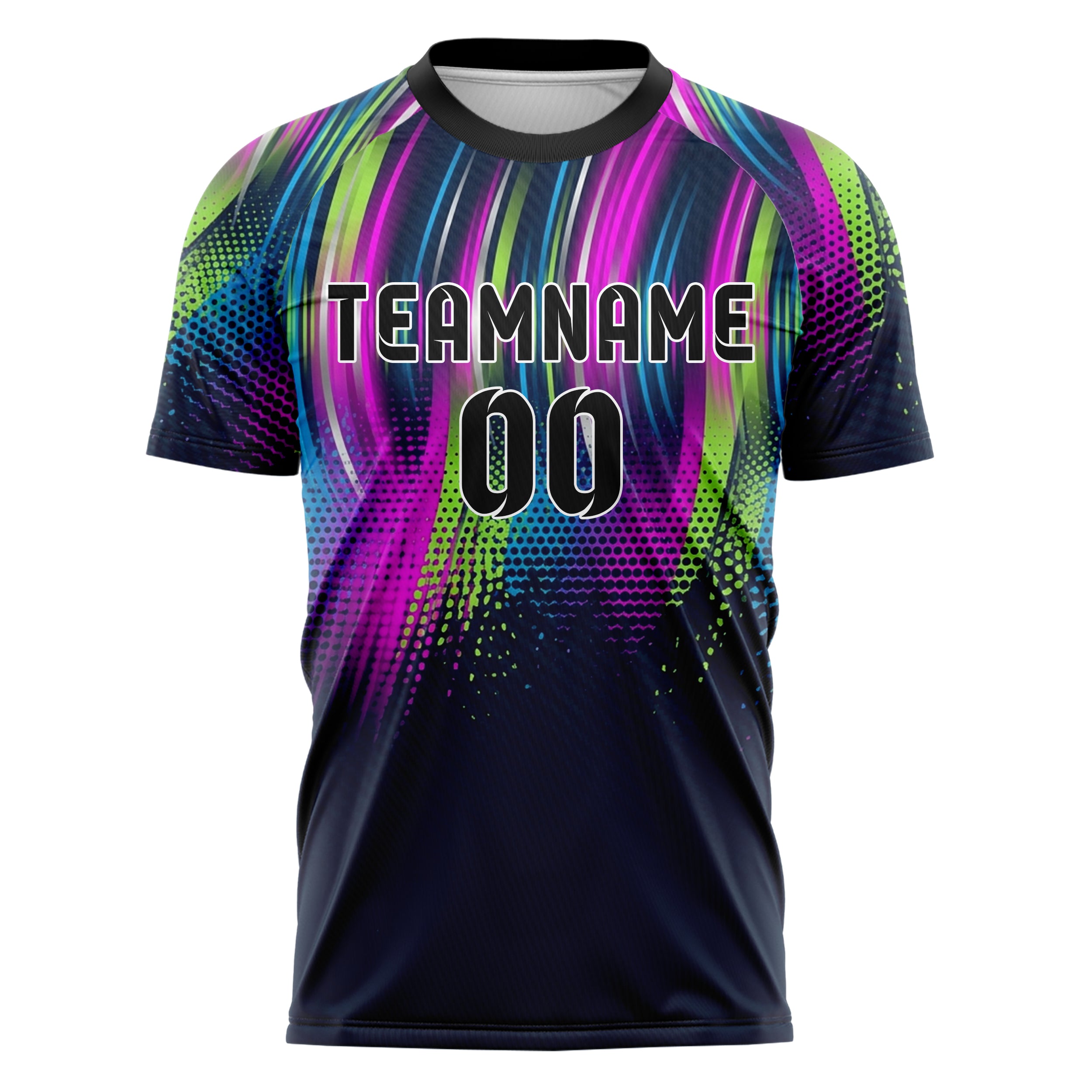 Marineblau Magenta Limette Blau Silber Neon Echo Bänder individuelles Fußballtrikot