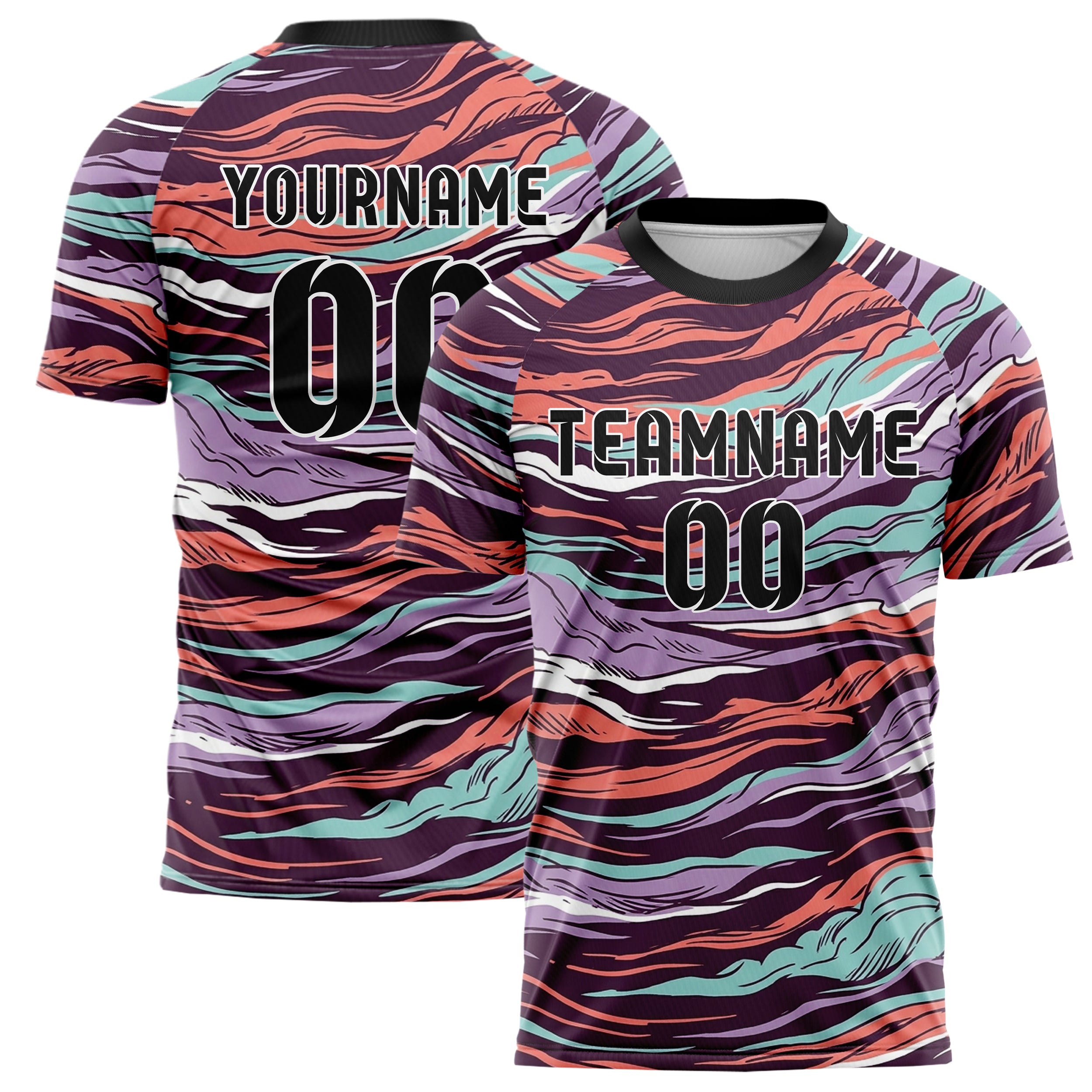 Pflaume Koralle Aqua Flieder Weiß Prisma Rauch Drift individuelles Fußballtrikot
