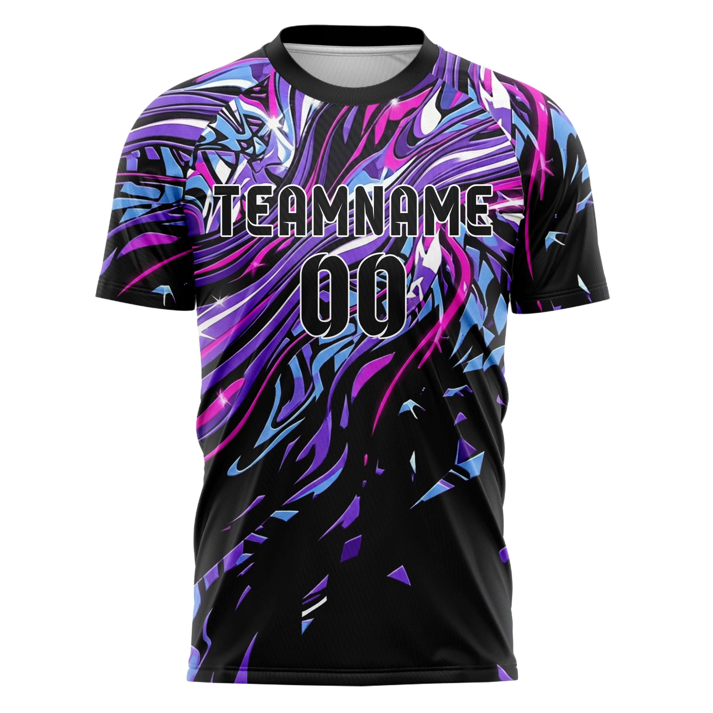 Schwarz UV Lila Elektroblau Magenta Weiß chromatisch Poster Schmelze individuelles Fußballtrikot