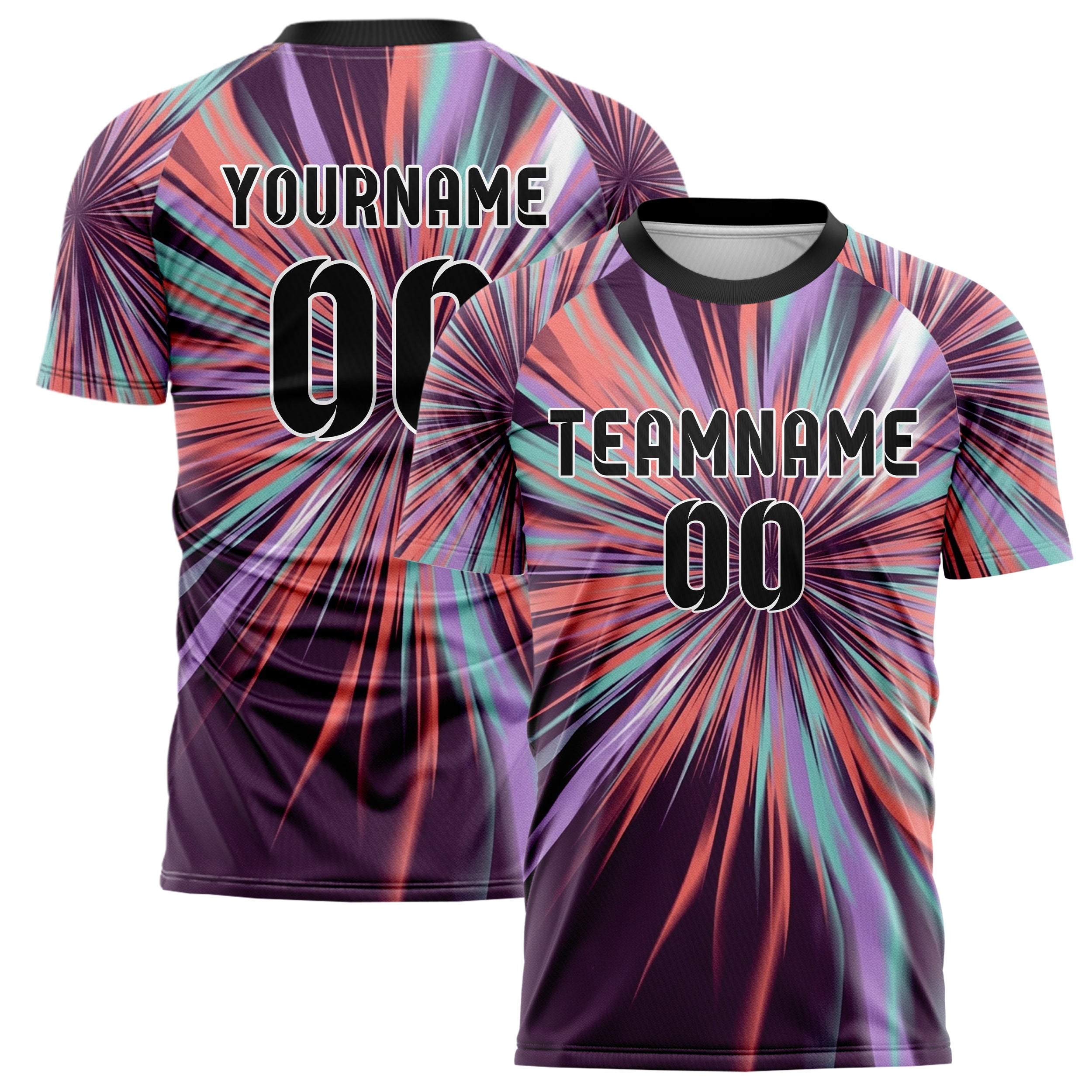 Pflaume Koralle Aqua Flieder Weiß Prisma Rauch Drift individuelles Fußballtrikot