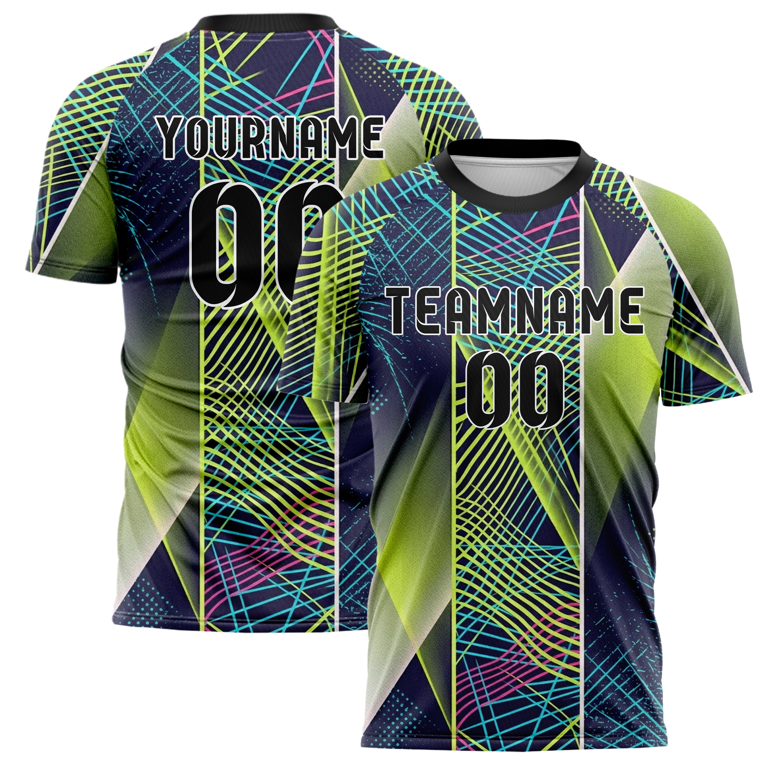 Indigo Acid Lime Cyan Pink Weiß Laser Fog Raster Arena individuelles Fußballtrikot