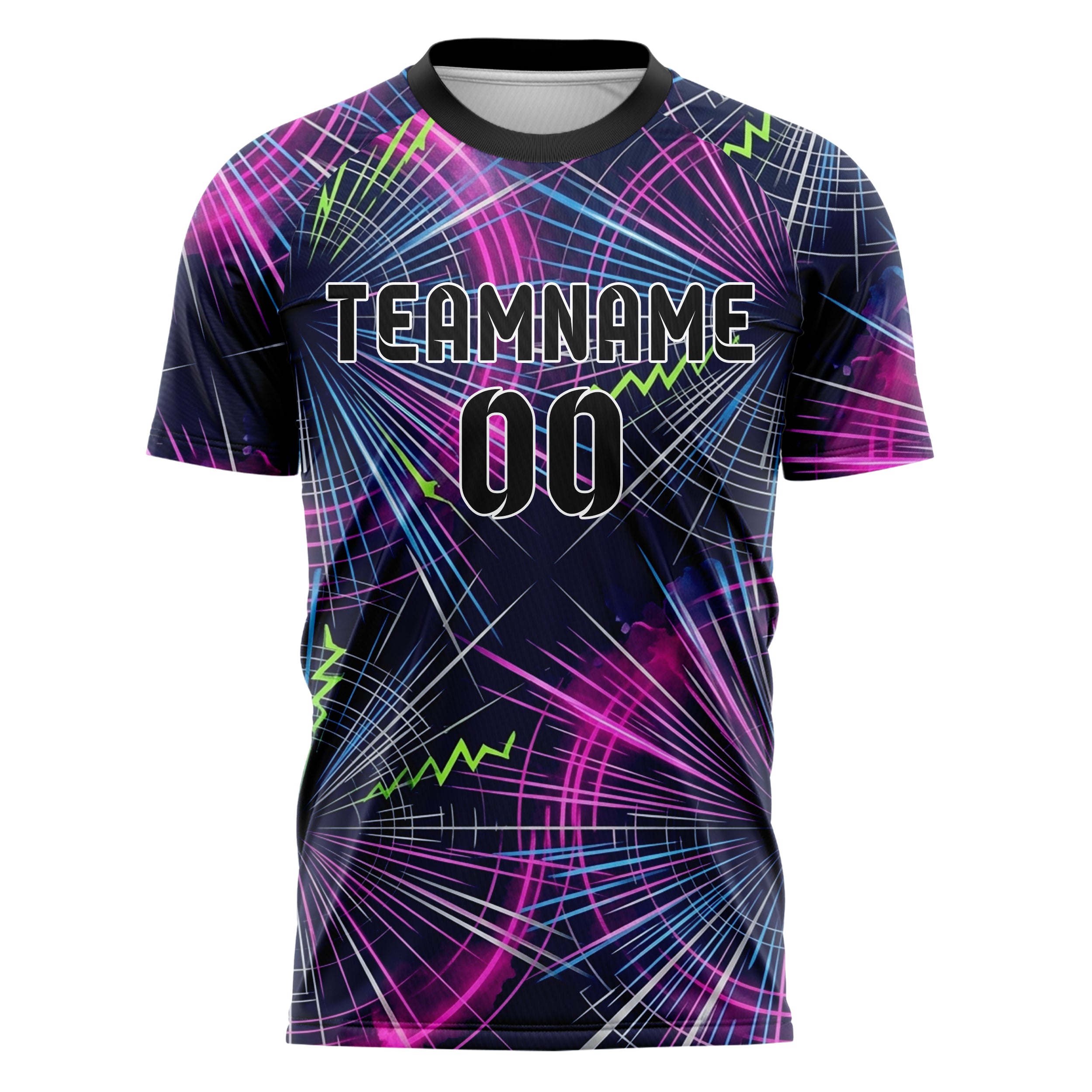 Marineblau Magenta Limette Blau Silber Neon Echo Bänder individuelles Fußballtrikot