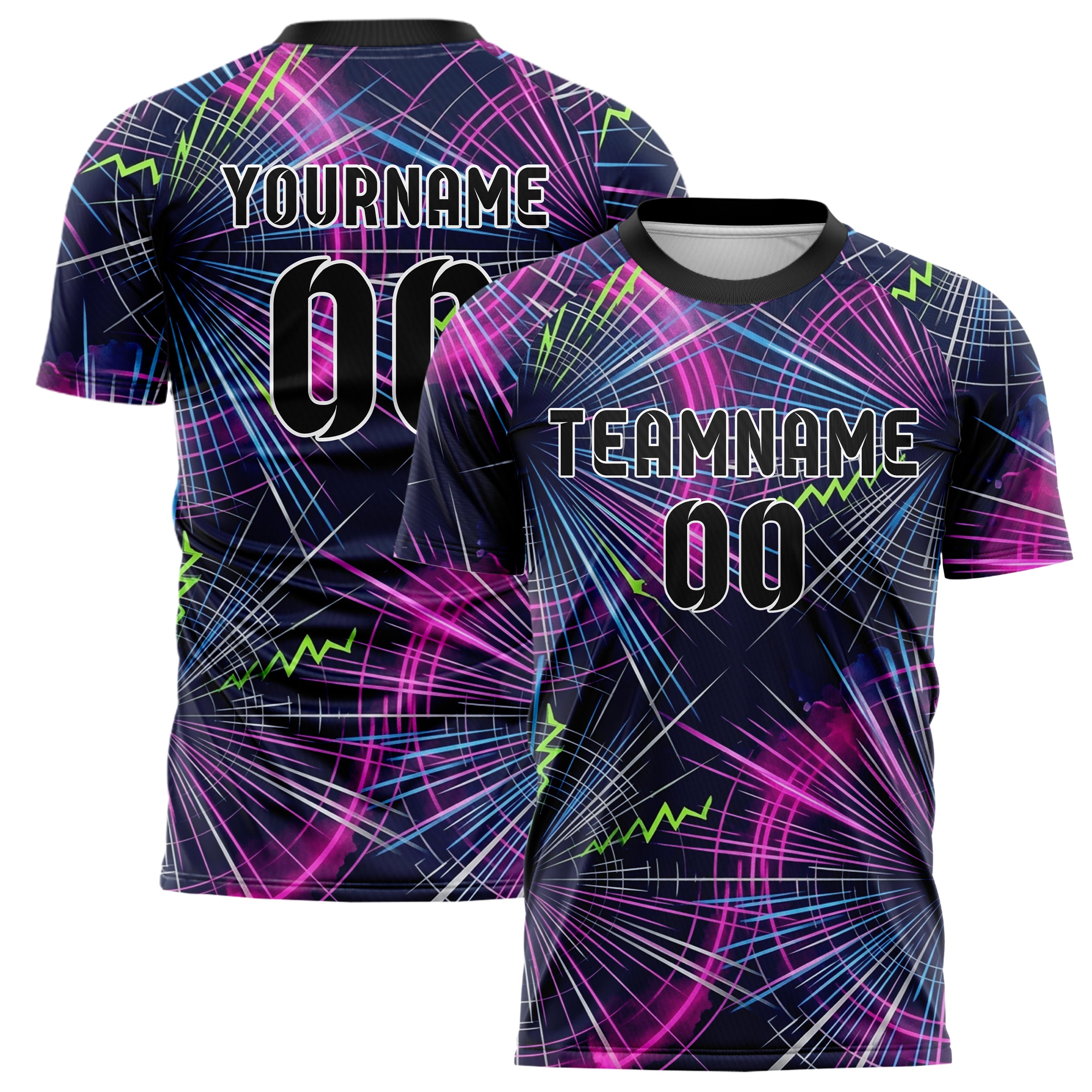 Marineblau Magenta Limette Blau Silber Neon Echo Bänder individuelles Fußballtrikot