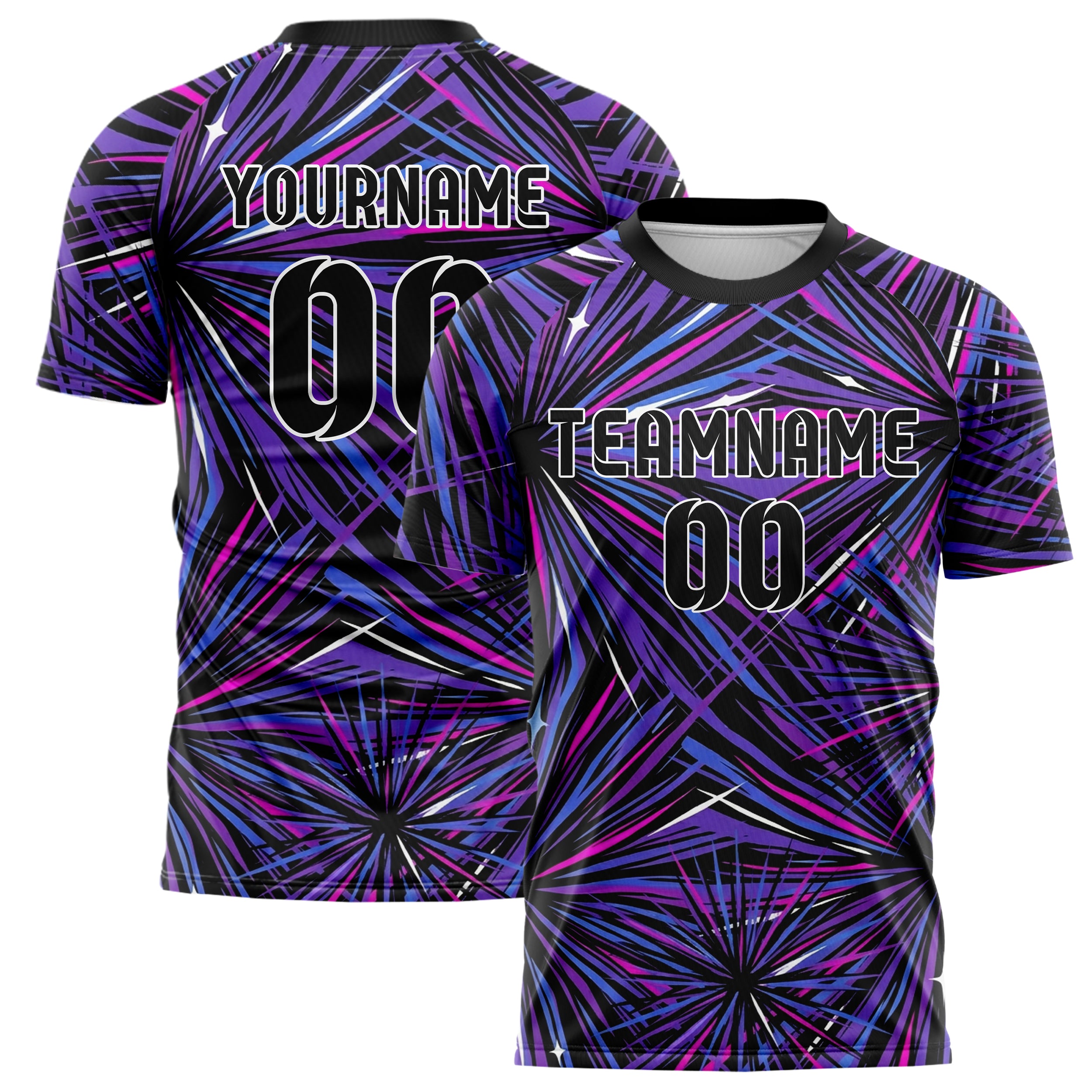 Schwarz UV Lila Elektroblau Magenta Weiß chromatisch Poster Schmelze individuelles Fußballtrikot