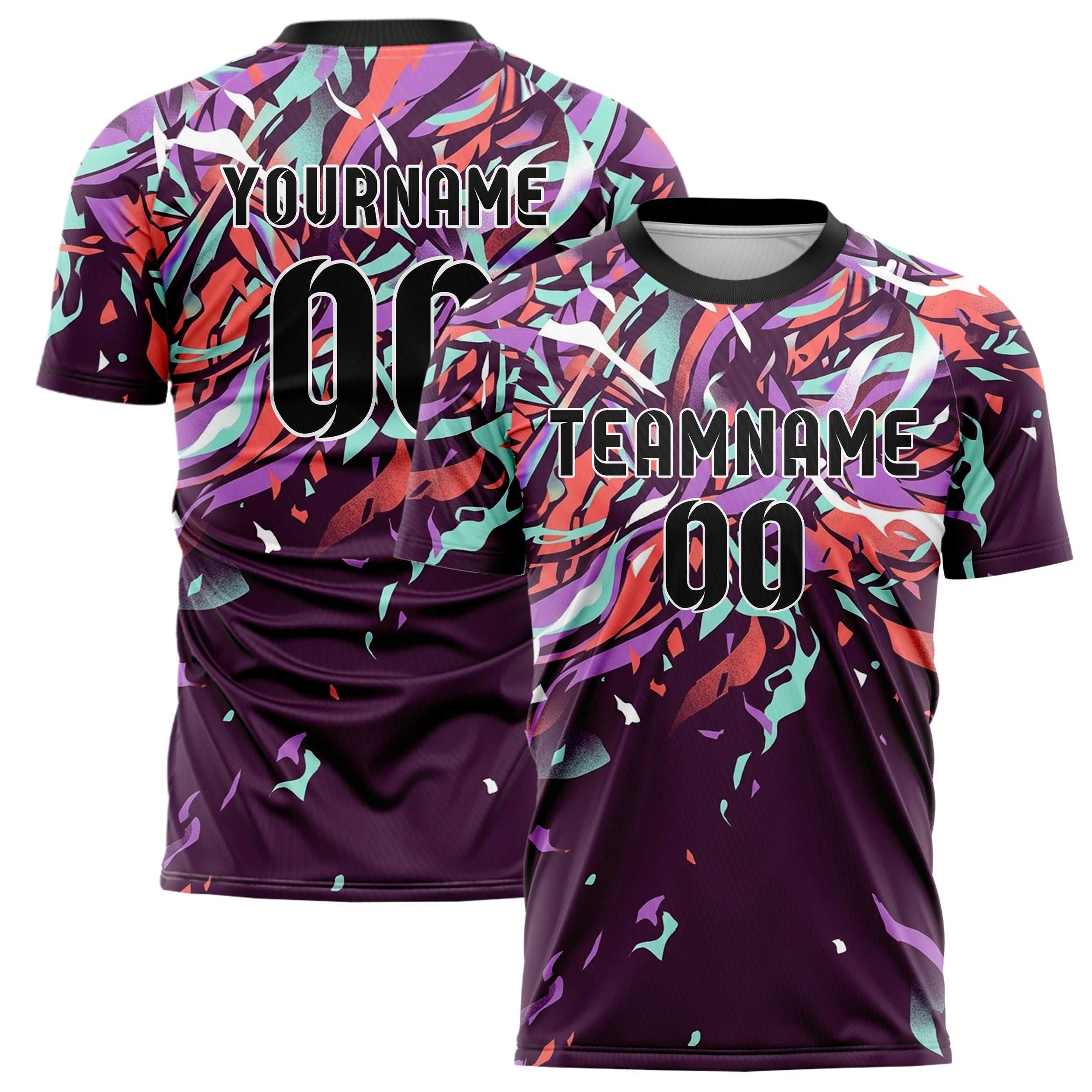 Pflaume Koralle Aqua Flieder Weiß Prisma Rauch Drift individuelles Fußballtrikot