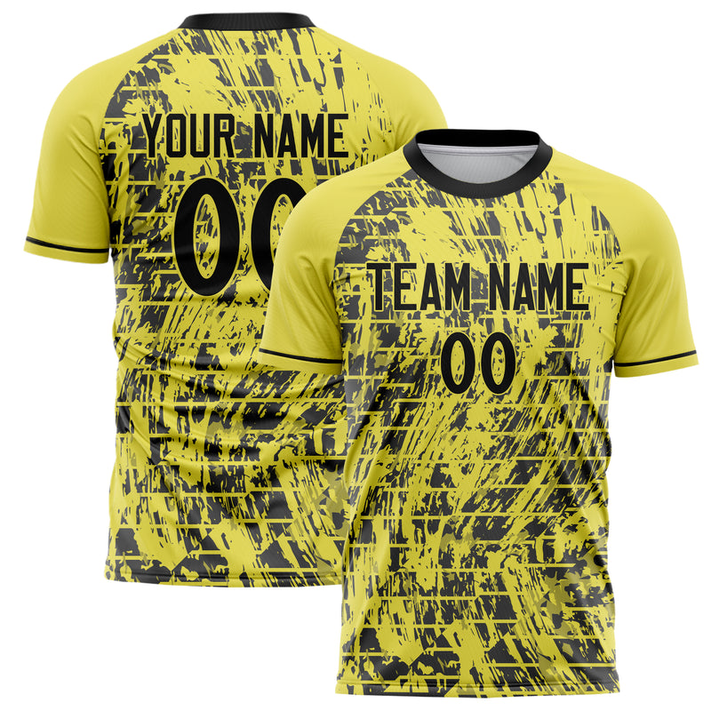 Benutzerdefiniertes Professionelles Gelb Schwarz Abstraktes Fußballtrikot FT02240718JC128