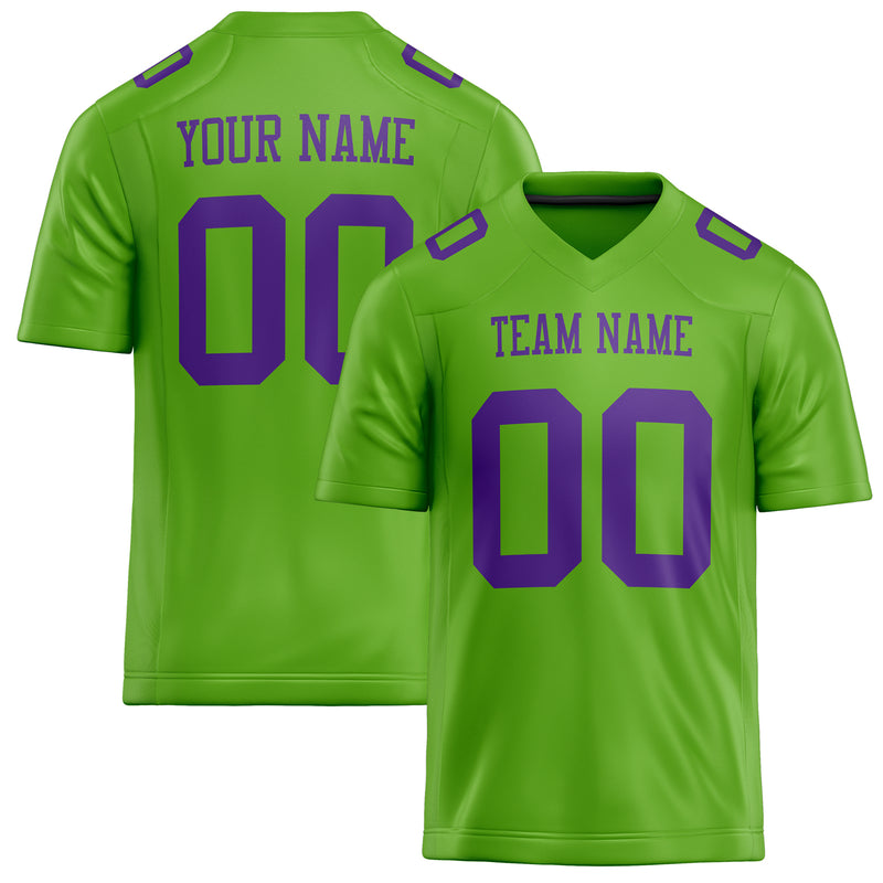 Maßgeschneidertes Professionelles Neongrün Lila Rugbytrikot FT02240730NE309