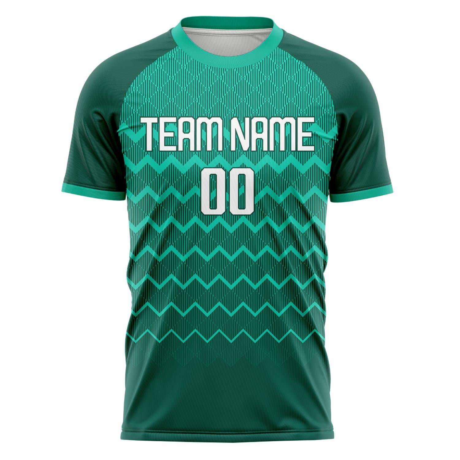 Maillot de football professionnel personnalisé à motif zigzag blanc sarcelle