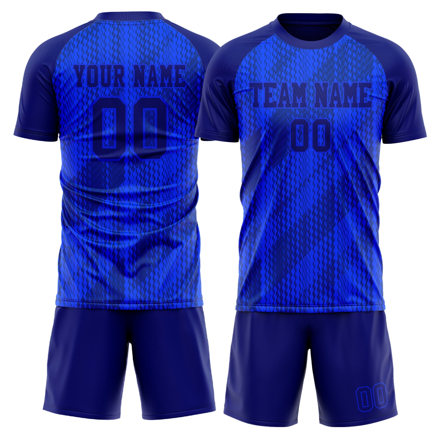 Maßgeschneidertes Professionelles Blau Marineblau Karo Fußballtrikot-Set FT03240719XF312