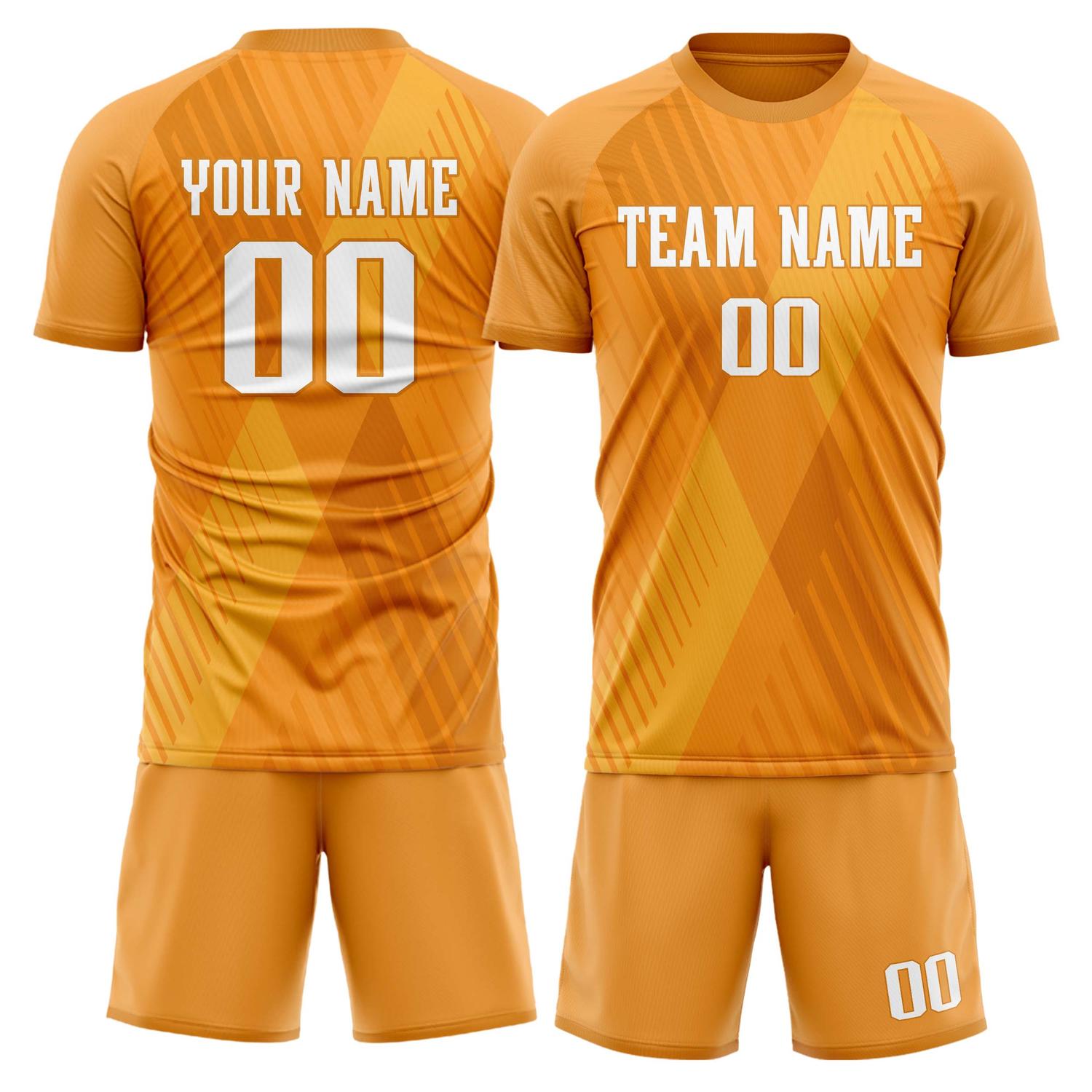Maßgeschneidertes Professionelles Orange Weiß Geometrisches Fußballtrikot-Set FT03240809JG257