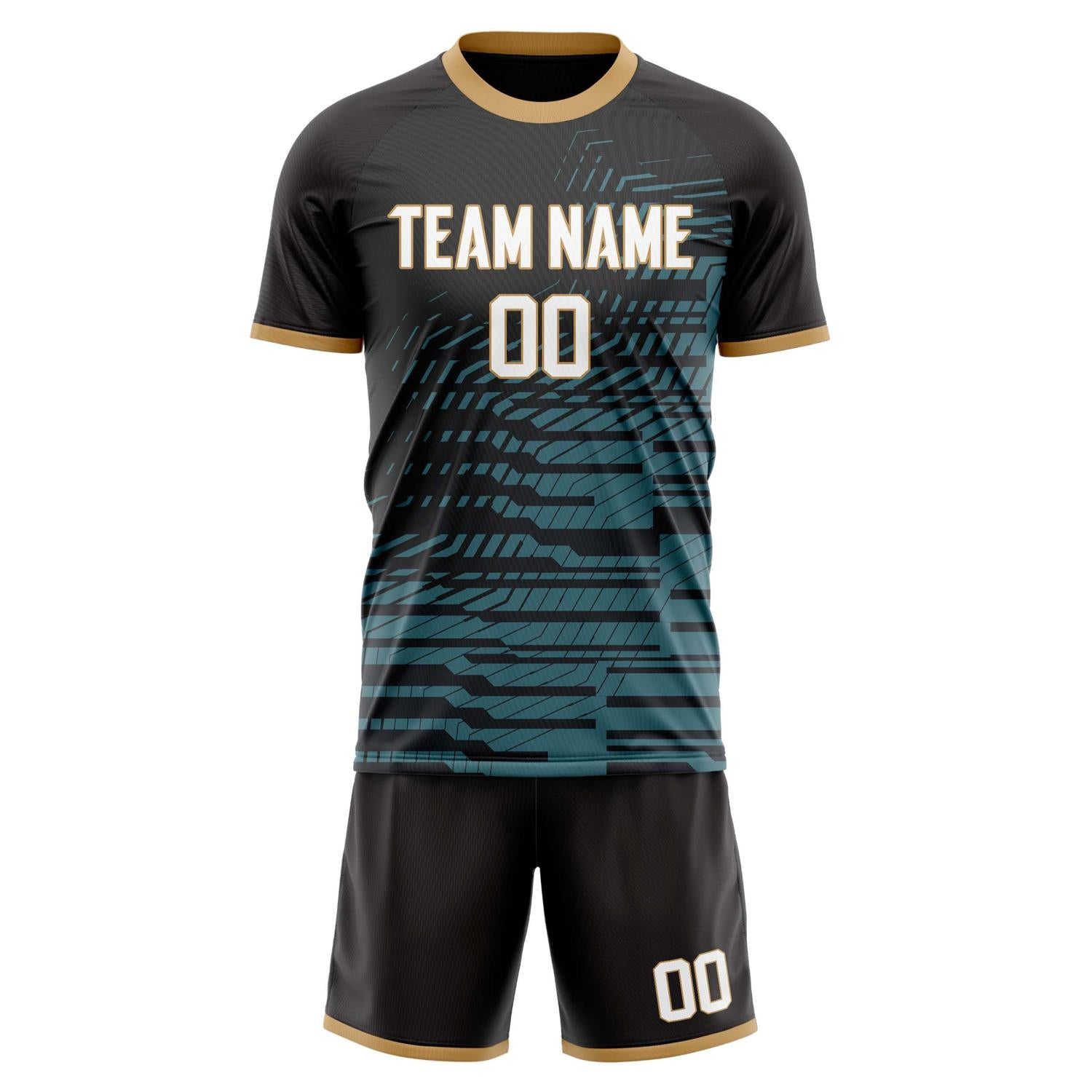 Set di maglie da football professionali nere e bianche a zig-zag su misura