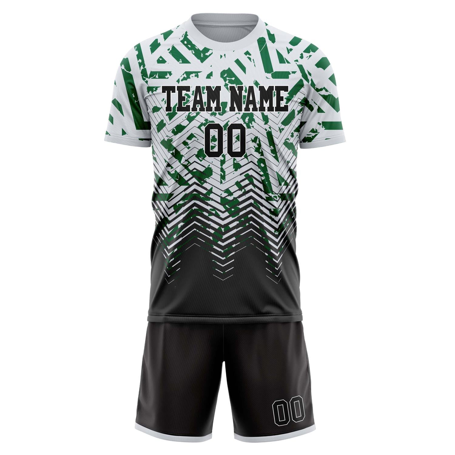 Maßgeschneidertes Professionelles Weiß Schwarz Streifen Fußballtrikot-Set