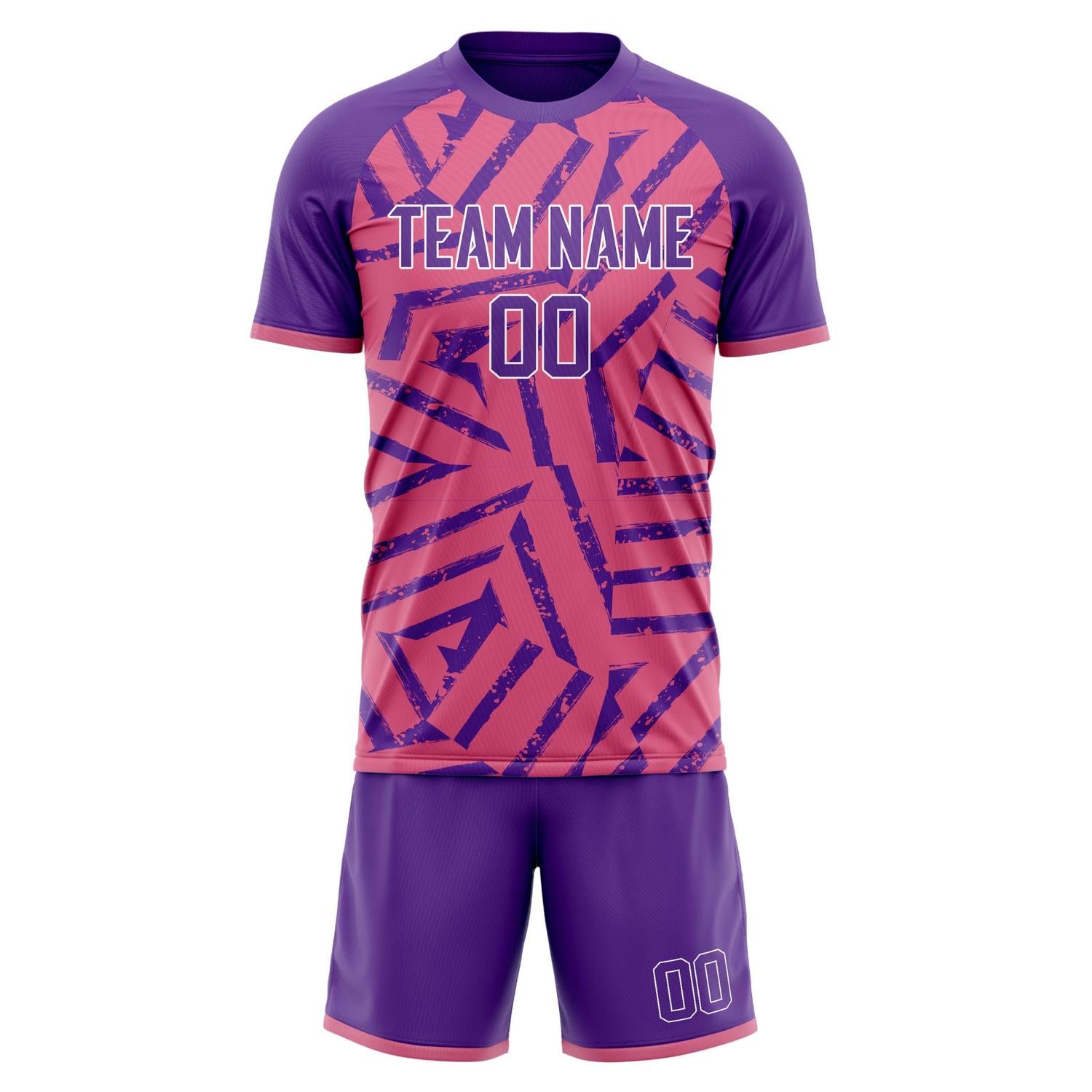 Set di maglie da football personalizzate a strisce rosa e viola
