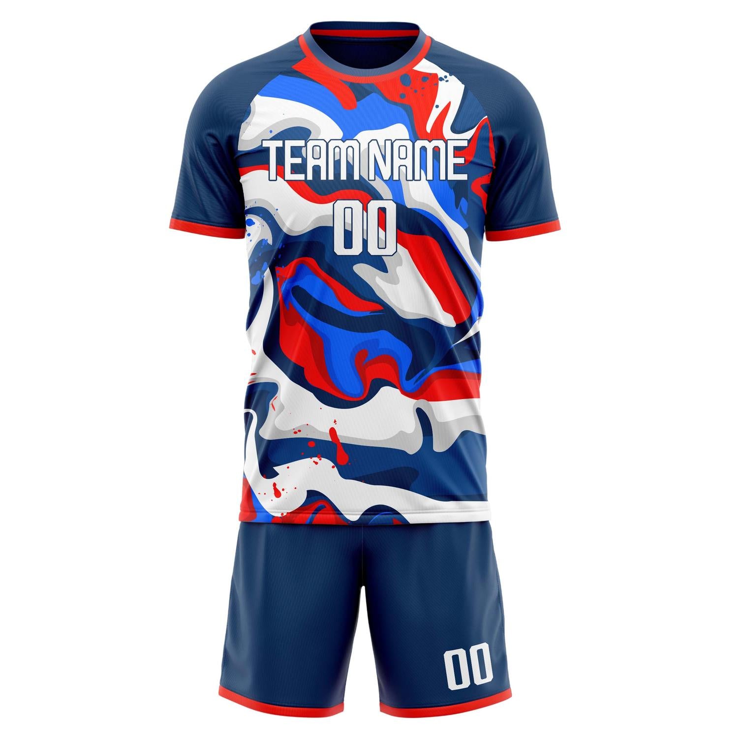 Set di maglie da football personalizzate blu navy e bianche dei Flames
