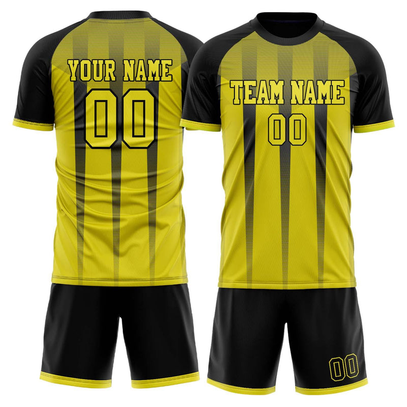 Maßgeschneidertes Professionelles Gelb Schwarz Geometrie Fußballtrikot-Set FT03240809XF113