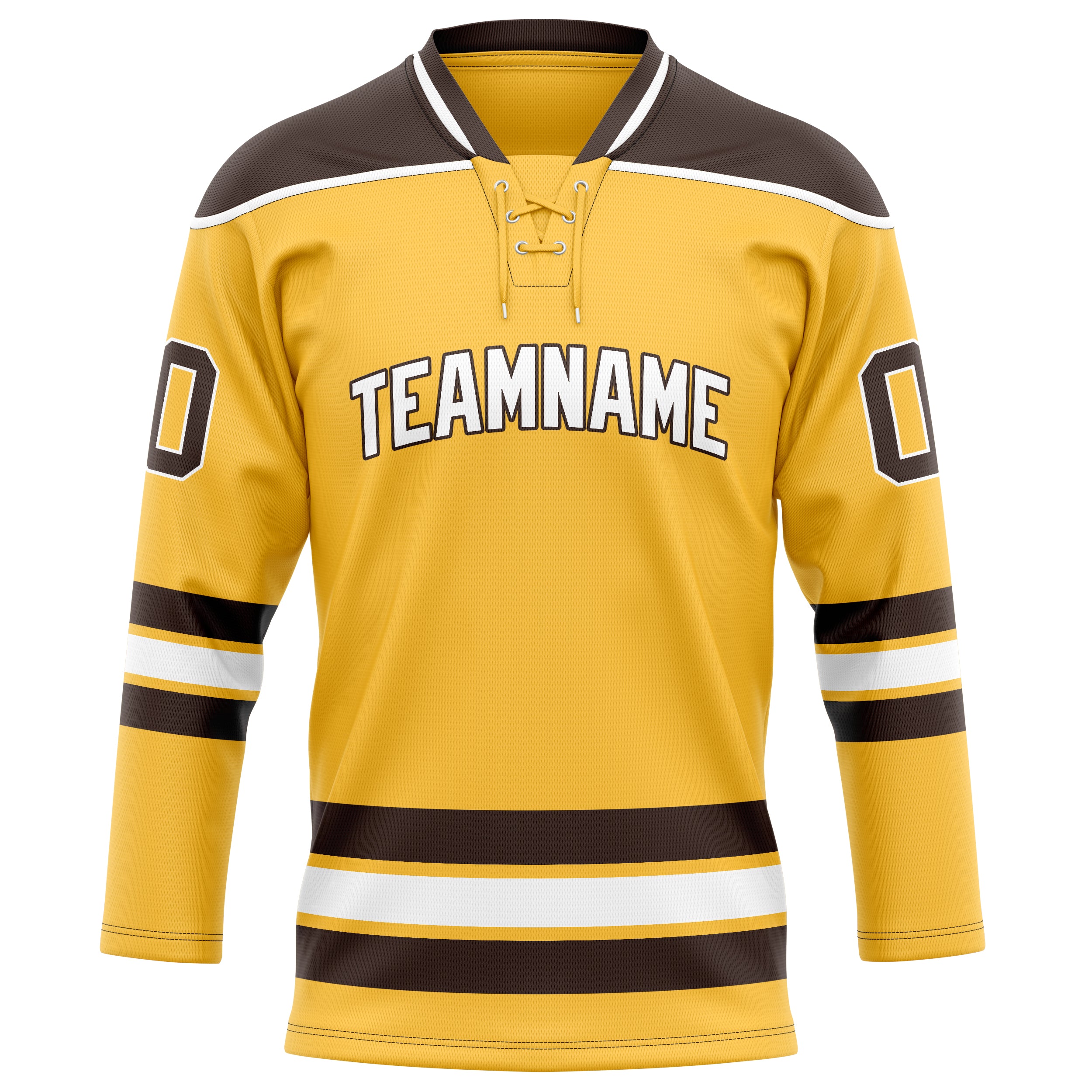 Maßgeschneidertes Professionelles Gold Braun Eishockeytrikot