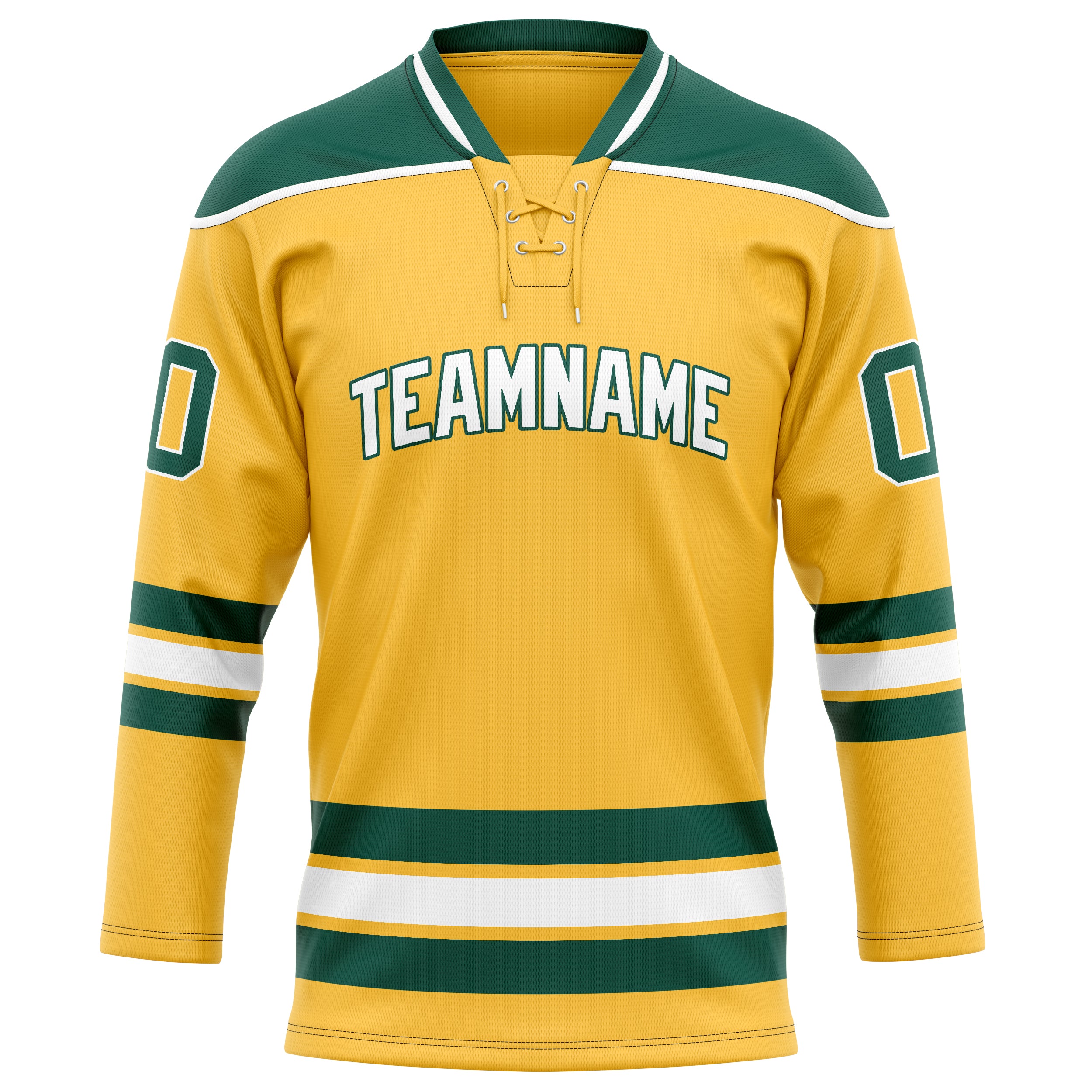 Maßgeschneidertes Professionelles Gold Kelly Grün Eishockeytrikot