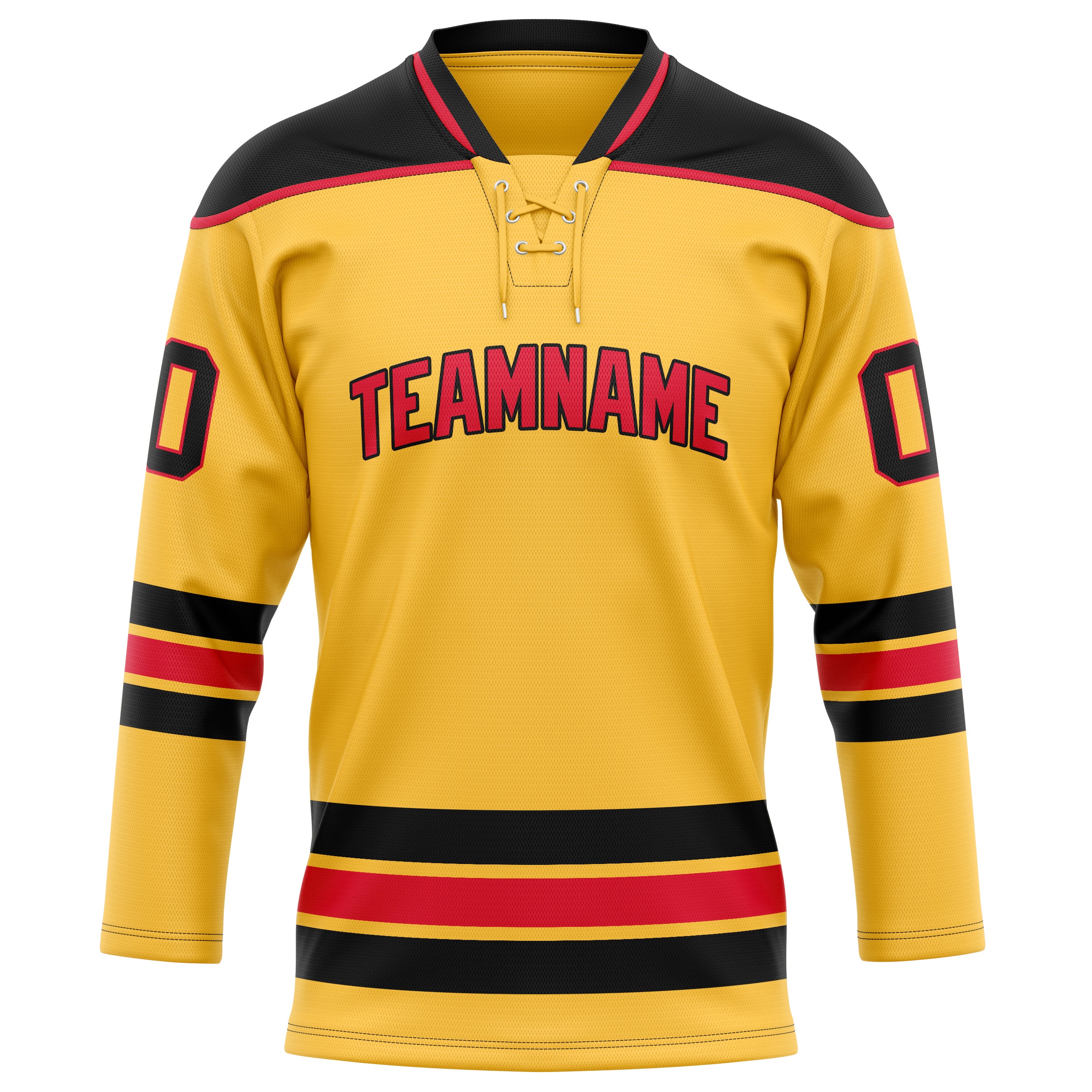 Maßgeschneidertes Professionelles Gold Schwarz Eishockeytrikot