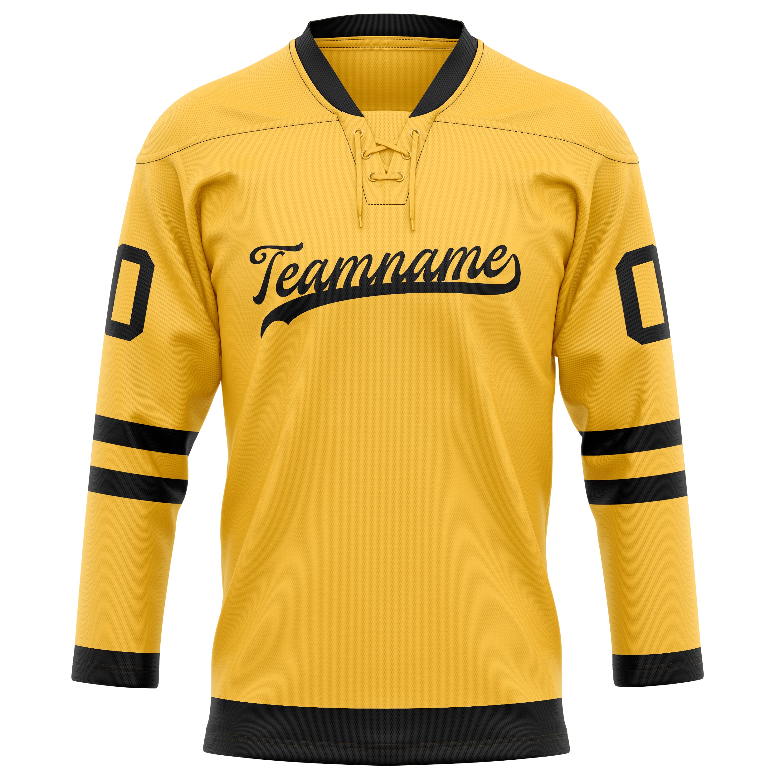 Maßgeschneidertes Professionelles Gold Schwarz Eishockeytrikot