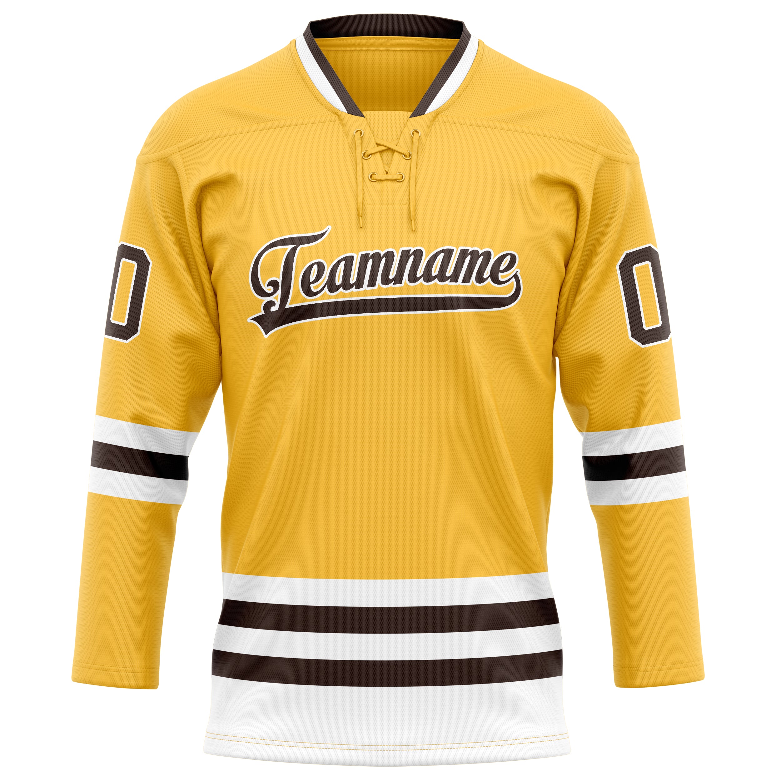 Maßgeschneidertes Professionelles Gold Braun Eishockeytrikot