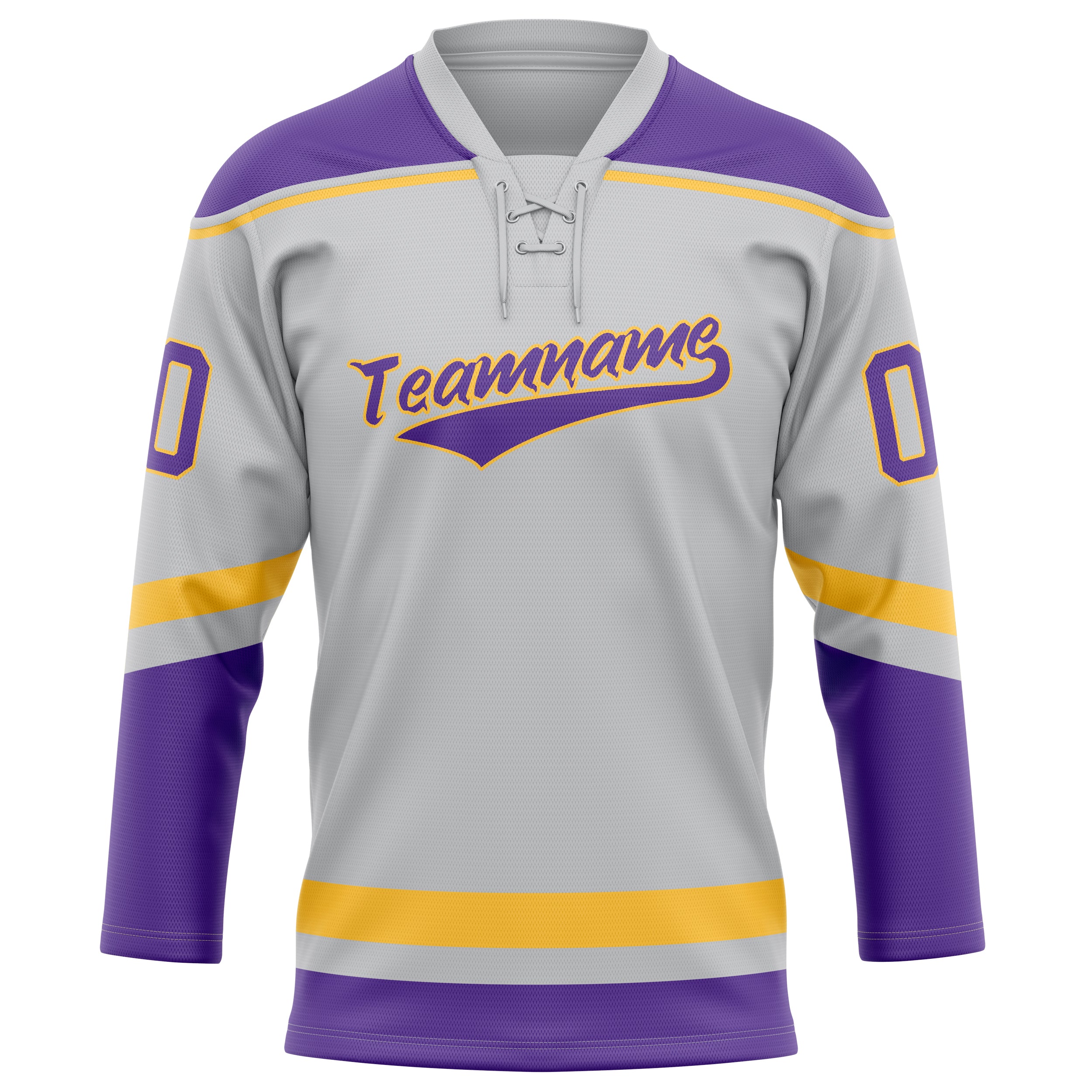Maßgeschneidertes Professionelles Grau Lila Eishockeytrikot