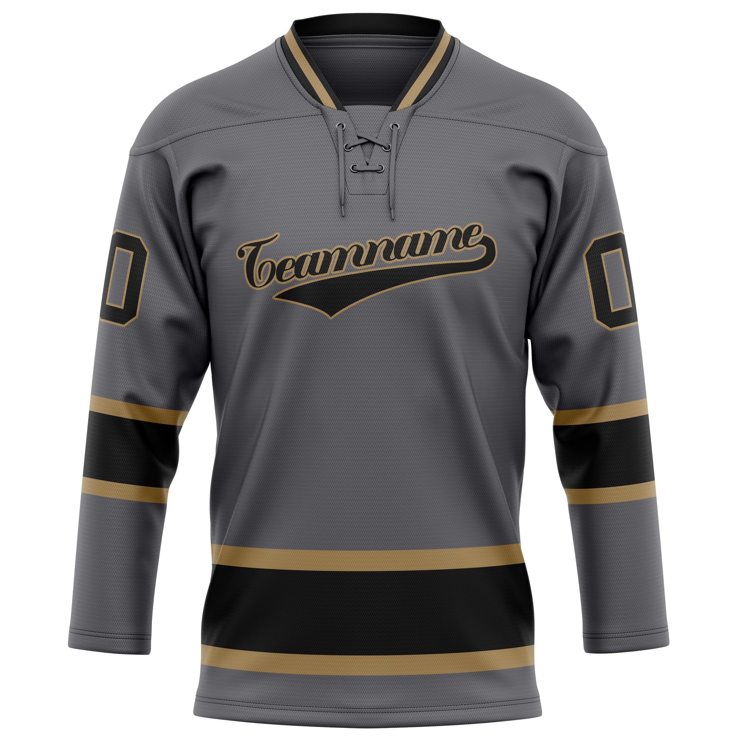 Maßgeschneidertes Professionelles Grau Schwarz Eishockeytrikot