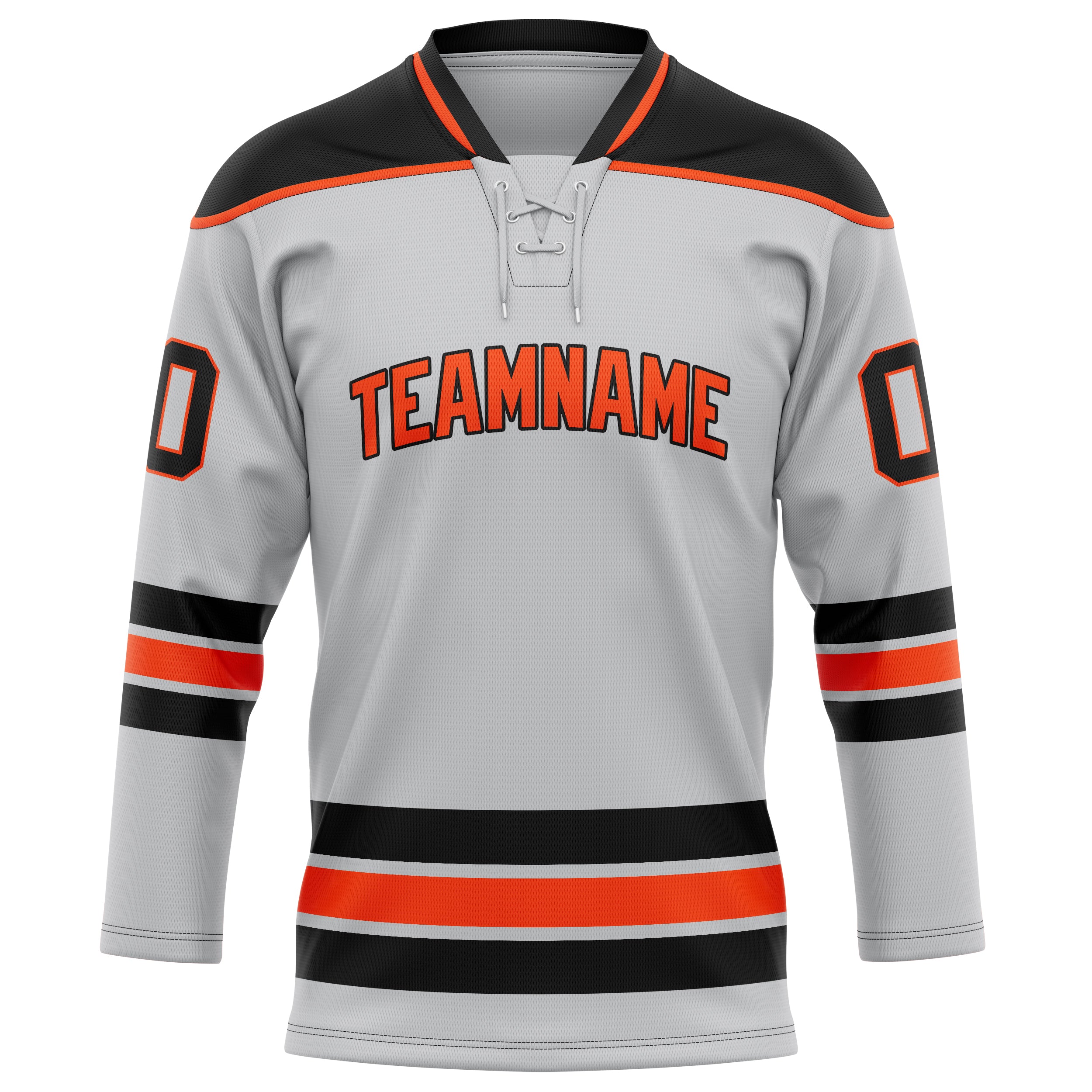 Maßgeschneidertes Professionelles Grau Schwarz Eishockeytrikot