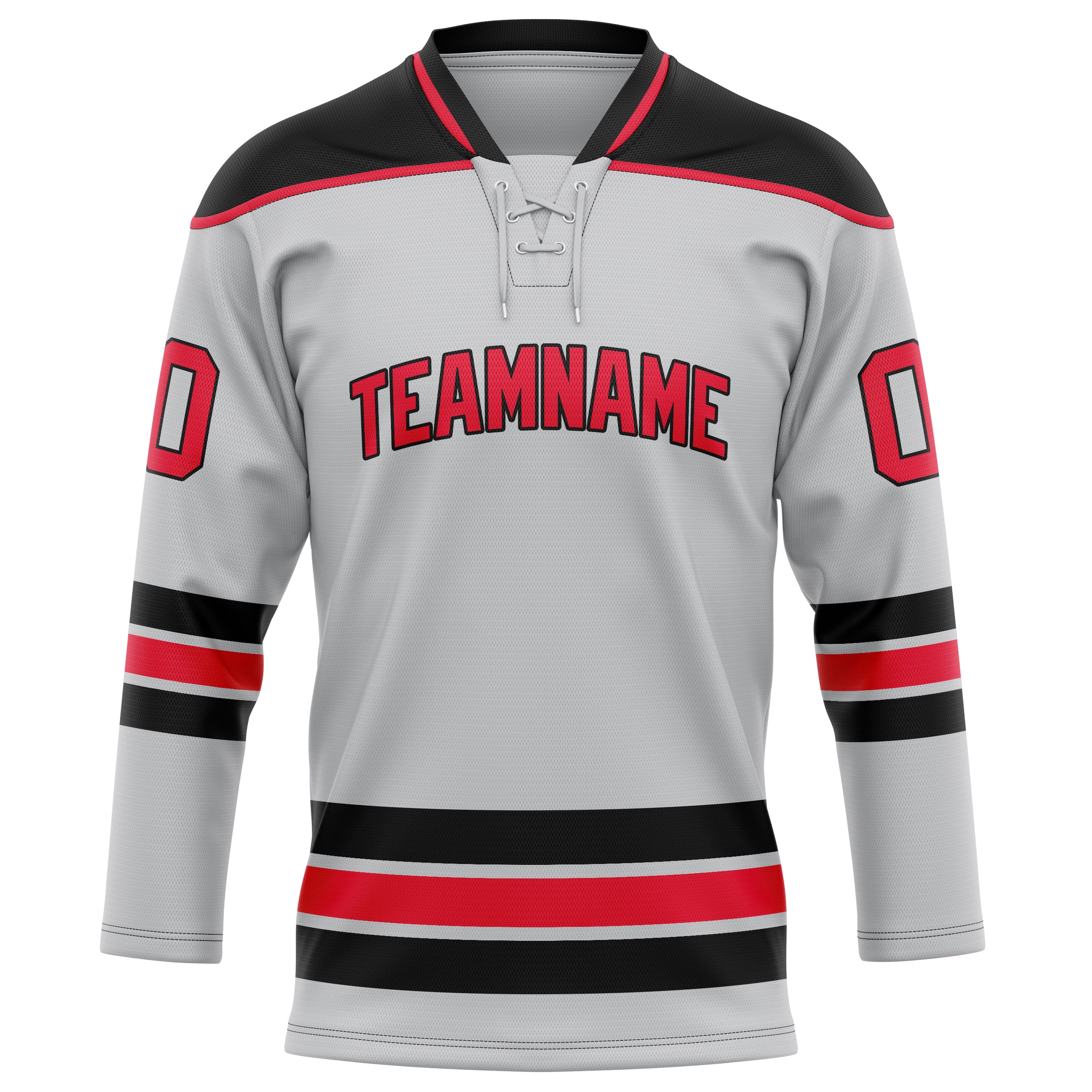Maßgeschneidertes Professionelles Grau Rot Eishockeytrikot