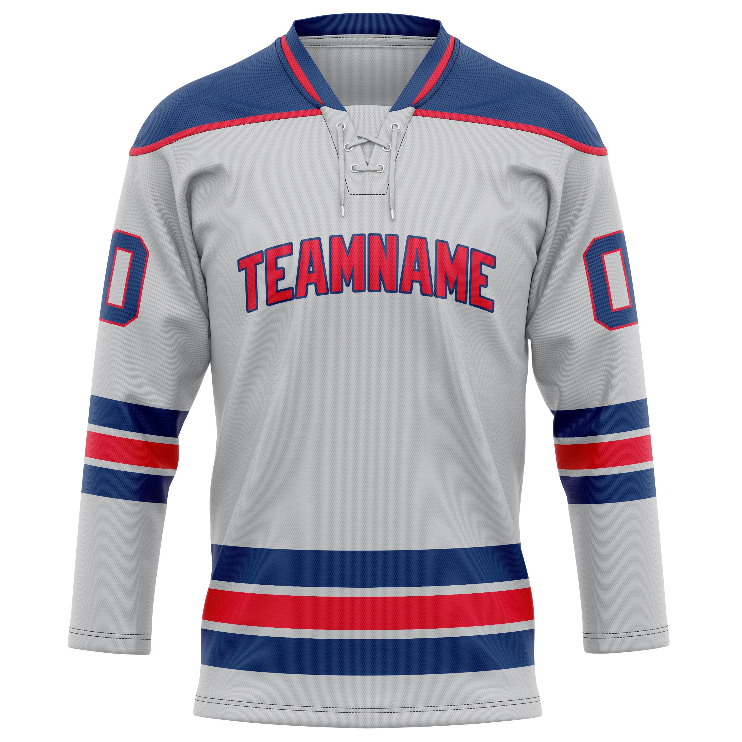 Maßgeschneidertes Professionelles Grau Königsblau Eishockeytrikot