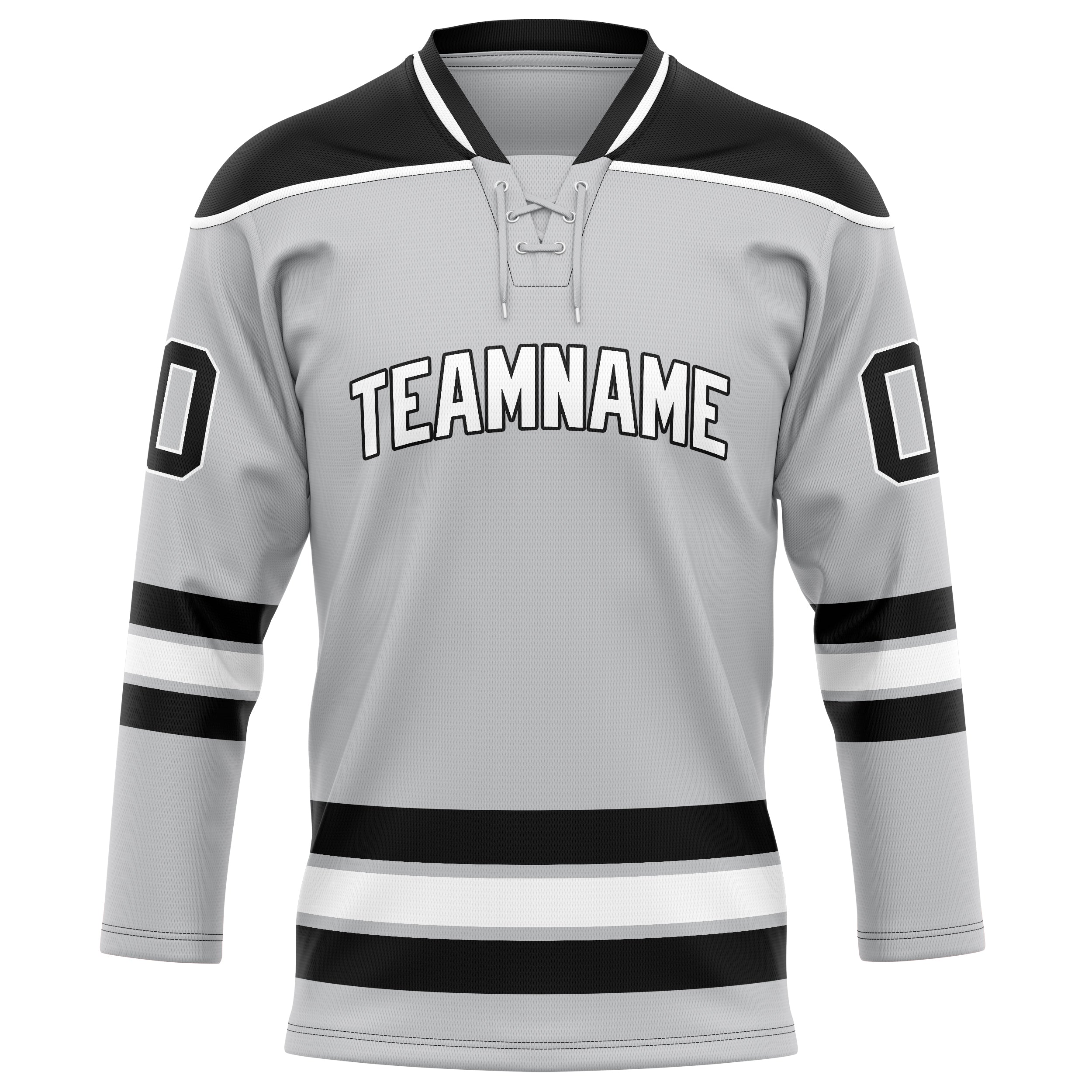 Maßgeschneidertes Professionelles Grau Schwarz Eishockeytrikot