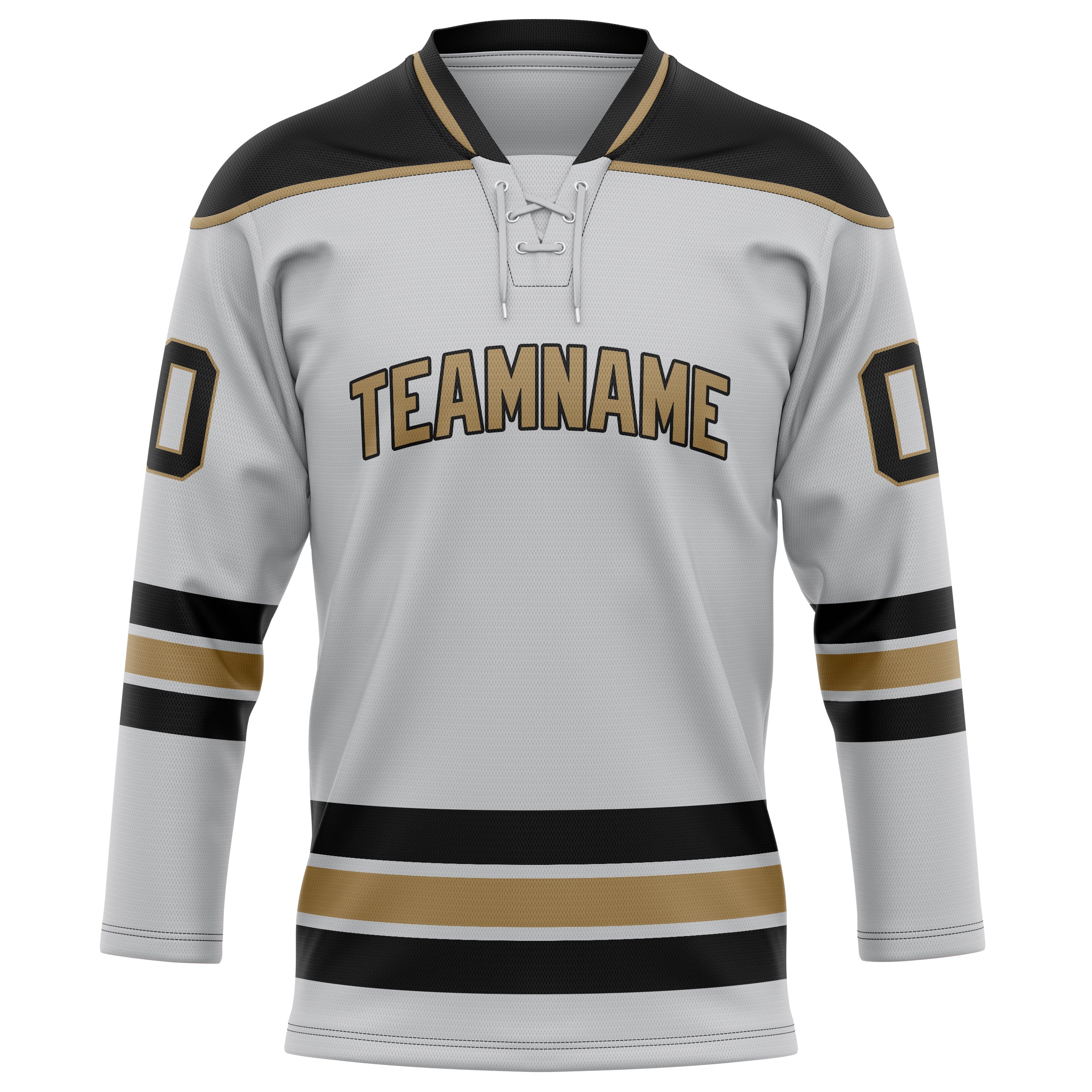 Maßgeschneidertes Professionelles Grau Schwarz Eishockeytrikot