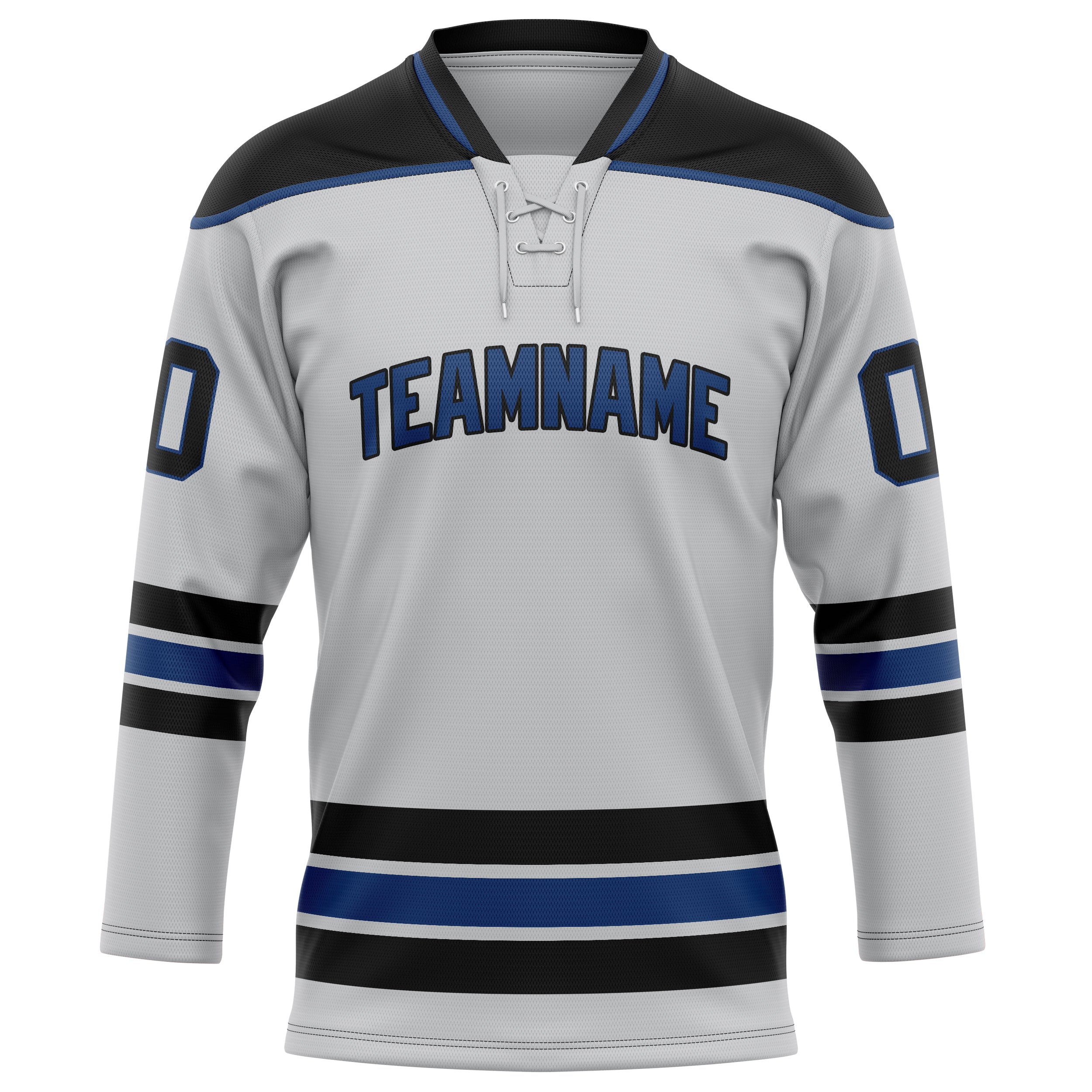 Maßgeschneidertes Professionelles Grau Schwarz Eishockeytrikot