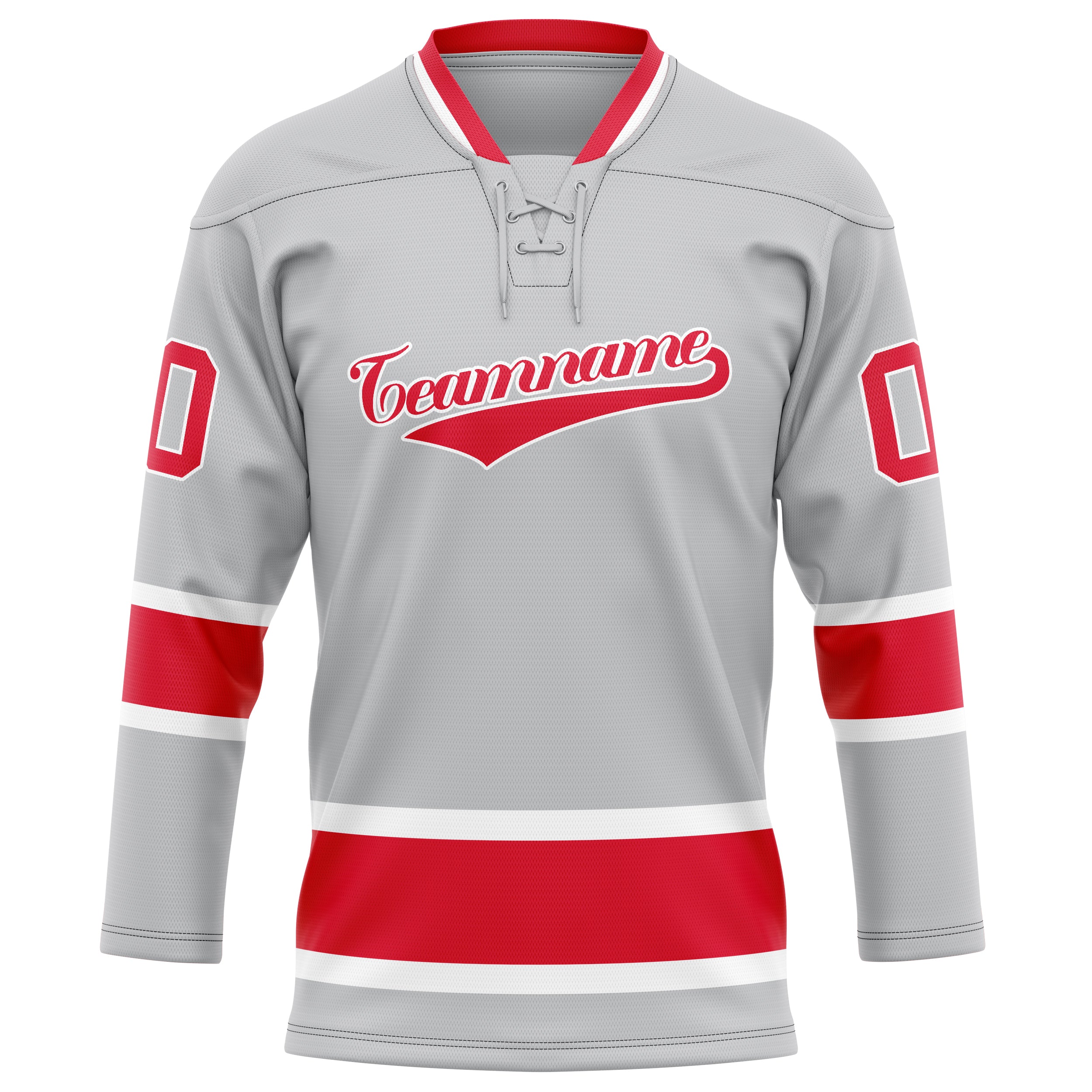 Maßgeschneidertes Professionelles Grau Rot Eishockeytrikot