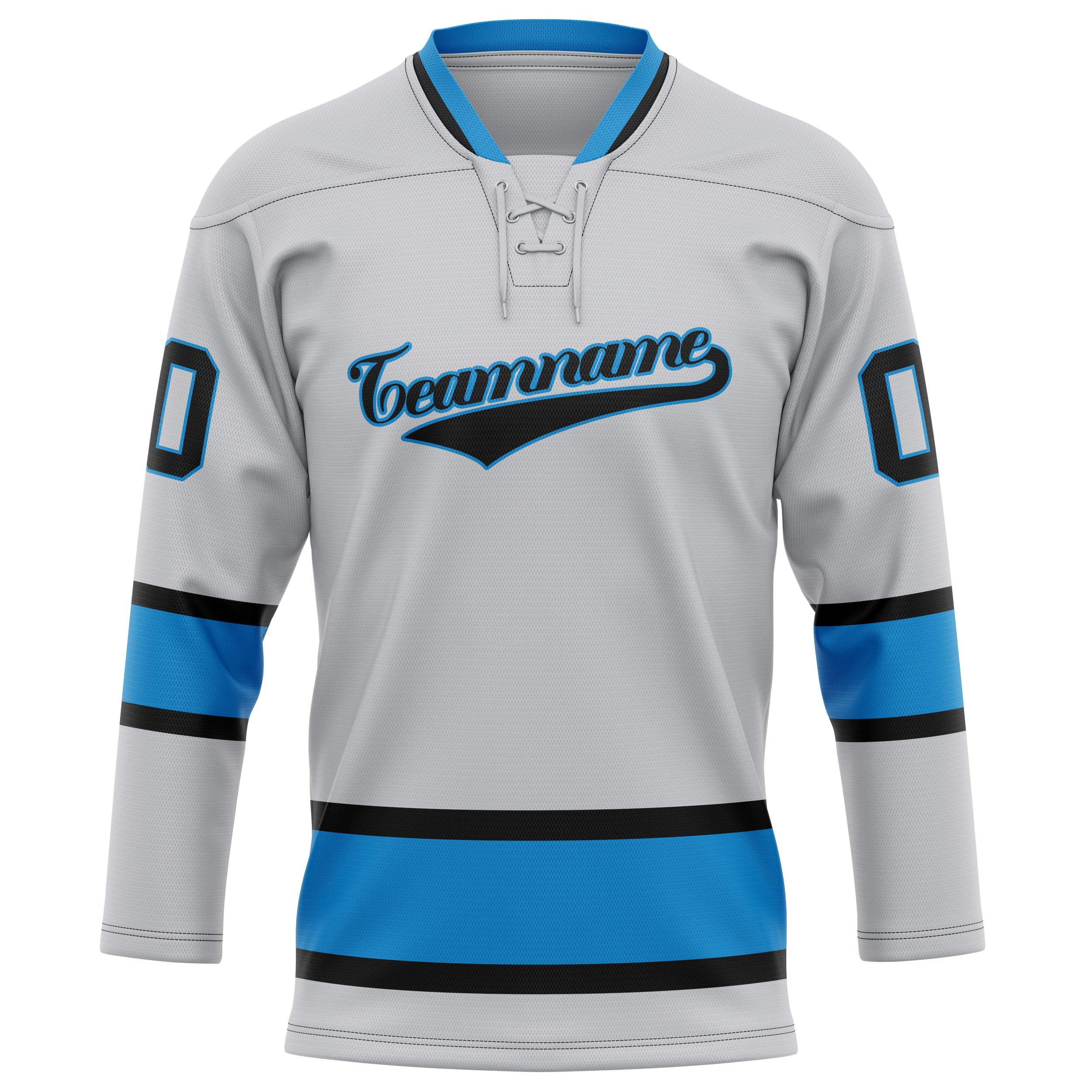 Maßgeschneidertes Professionelles Grau Blau Eishockeytrikot
