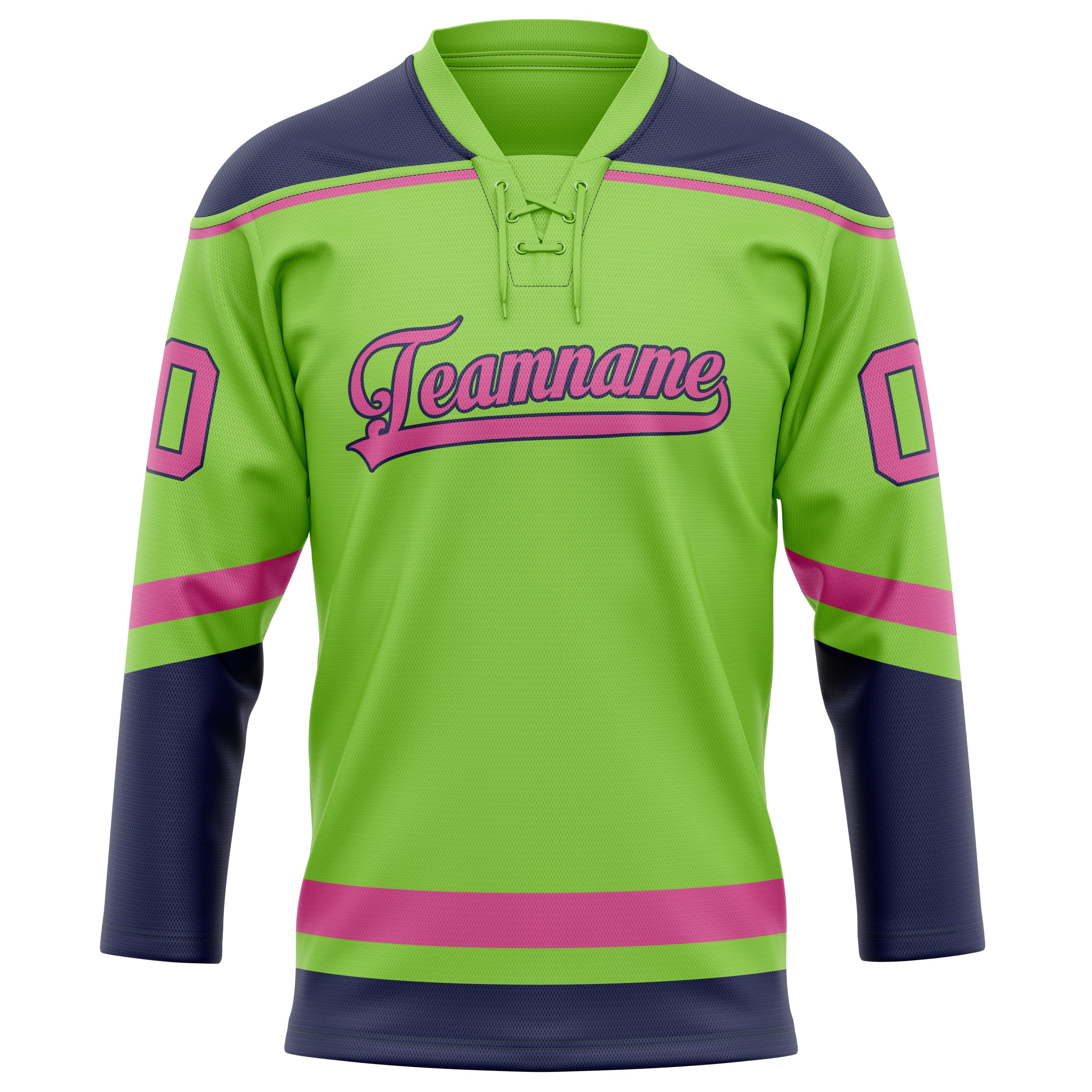 Maglia da hockey su ghiaccio professionale personalizzata verde neon rosa