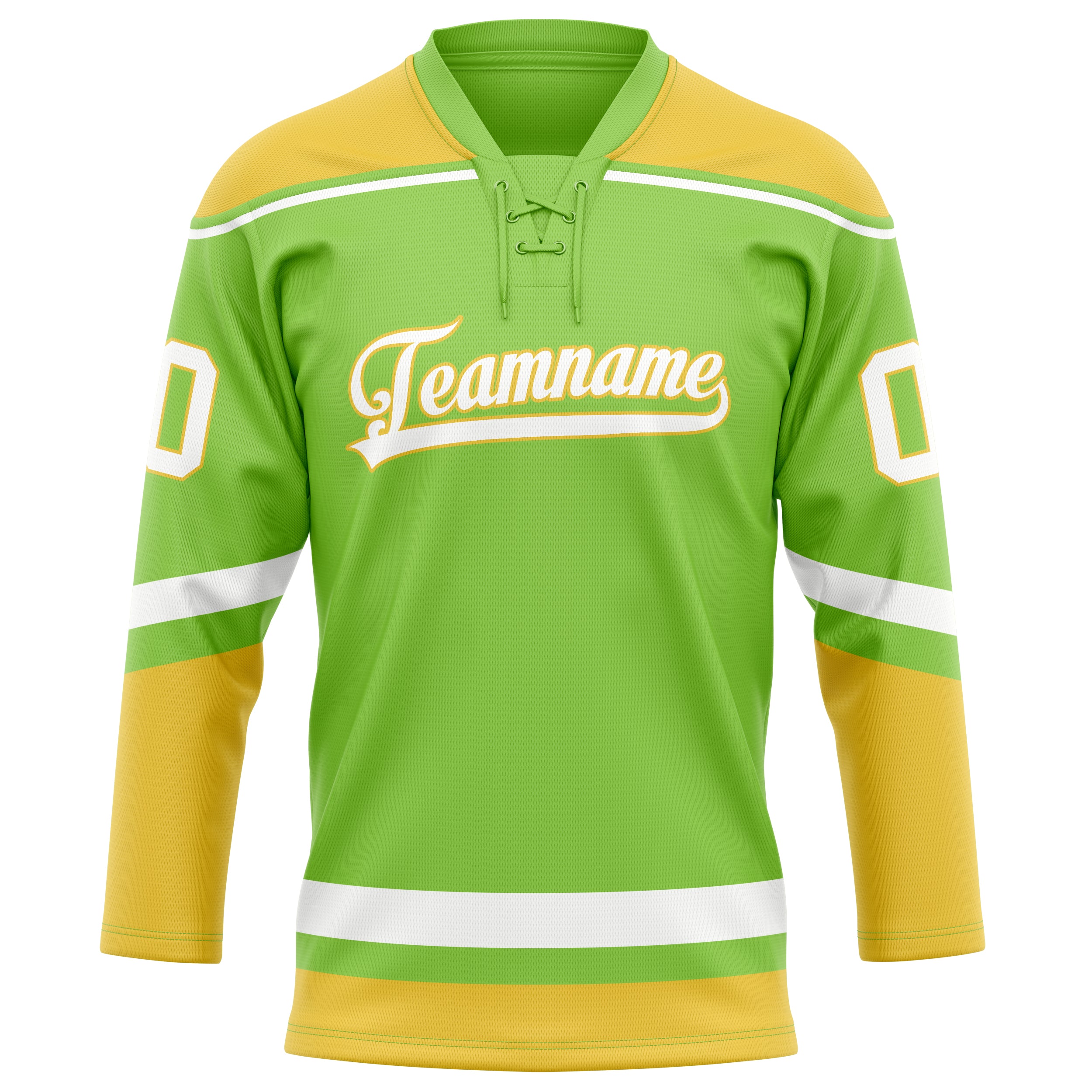 Maglia da hockey su ghiaccio personalizzata professionale verde neon oro