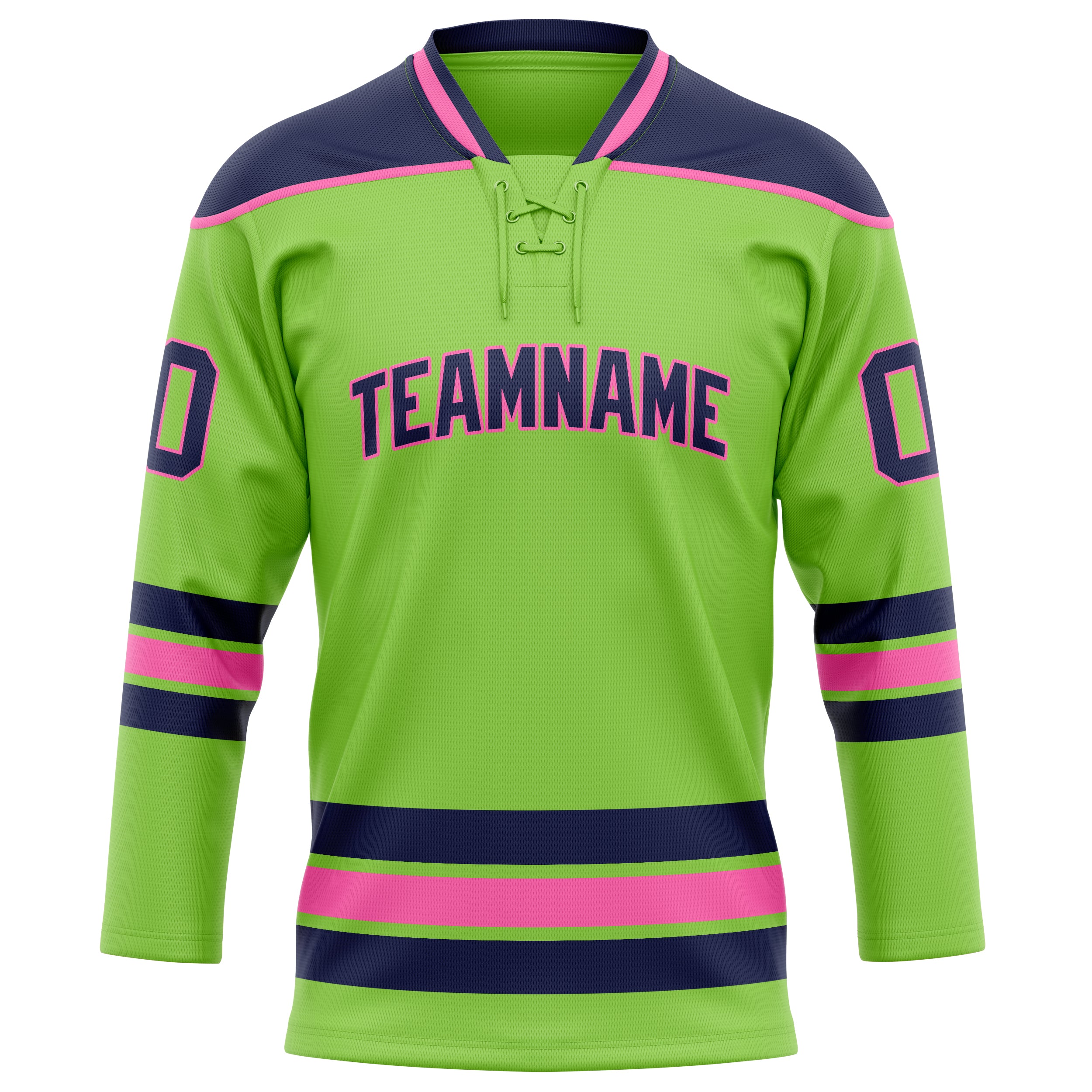 Maglia da hockey su ghiaccio professionale personalizzata verde neon blu navy