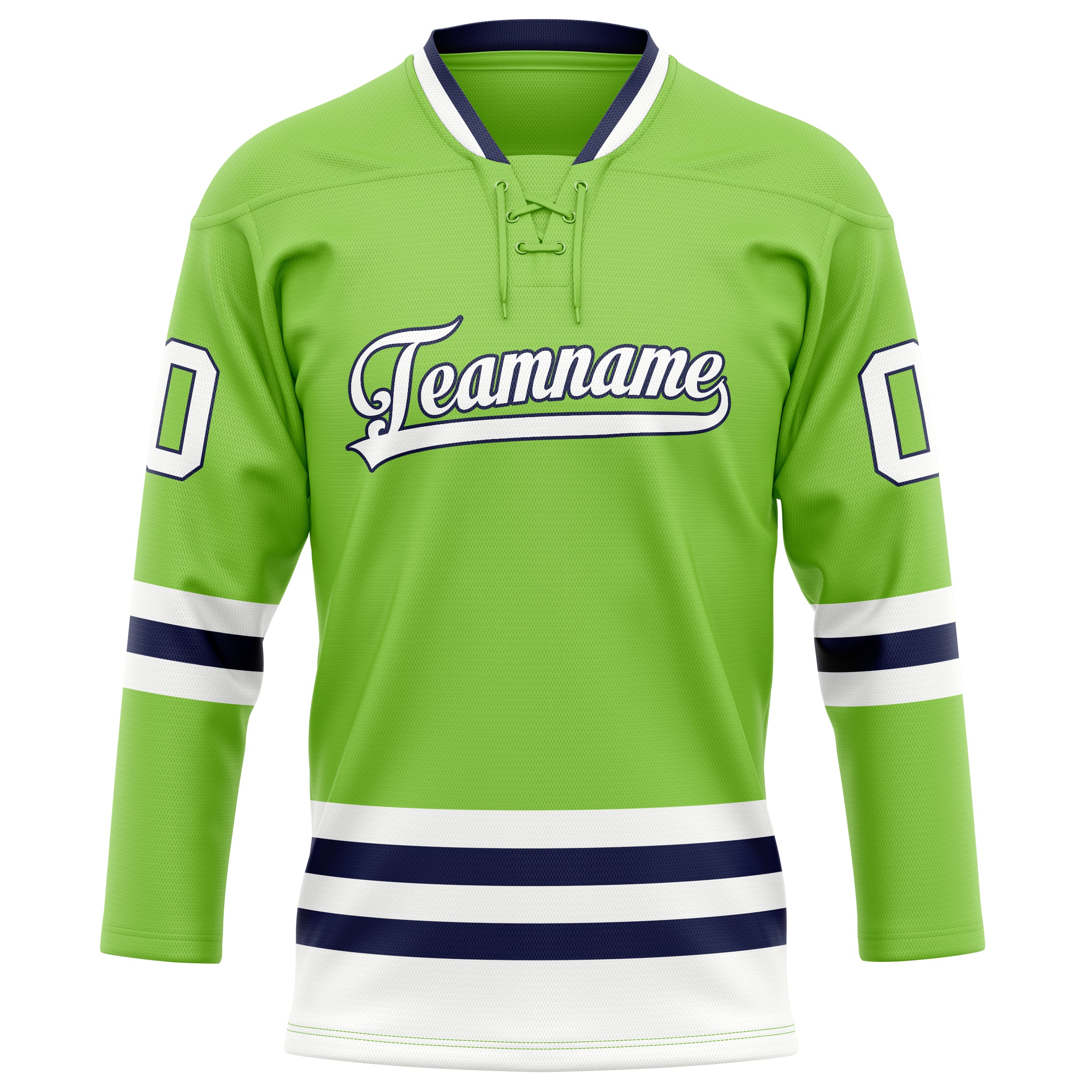 Maßgeschneidertes Professionelles Neongrün Weiß Eishockeytrikot