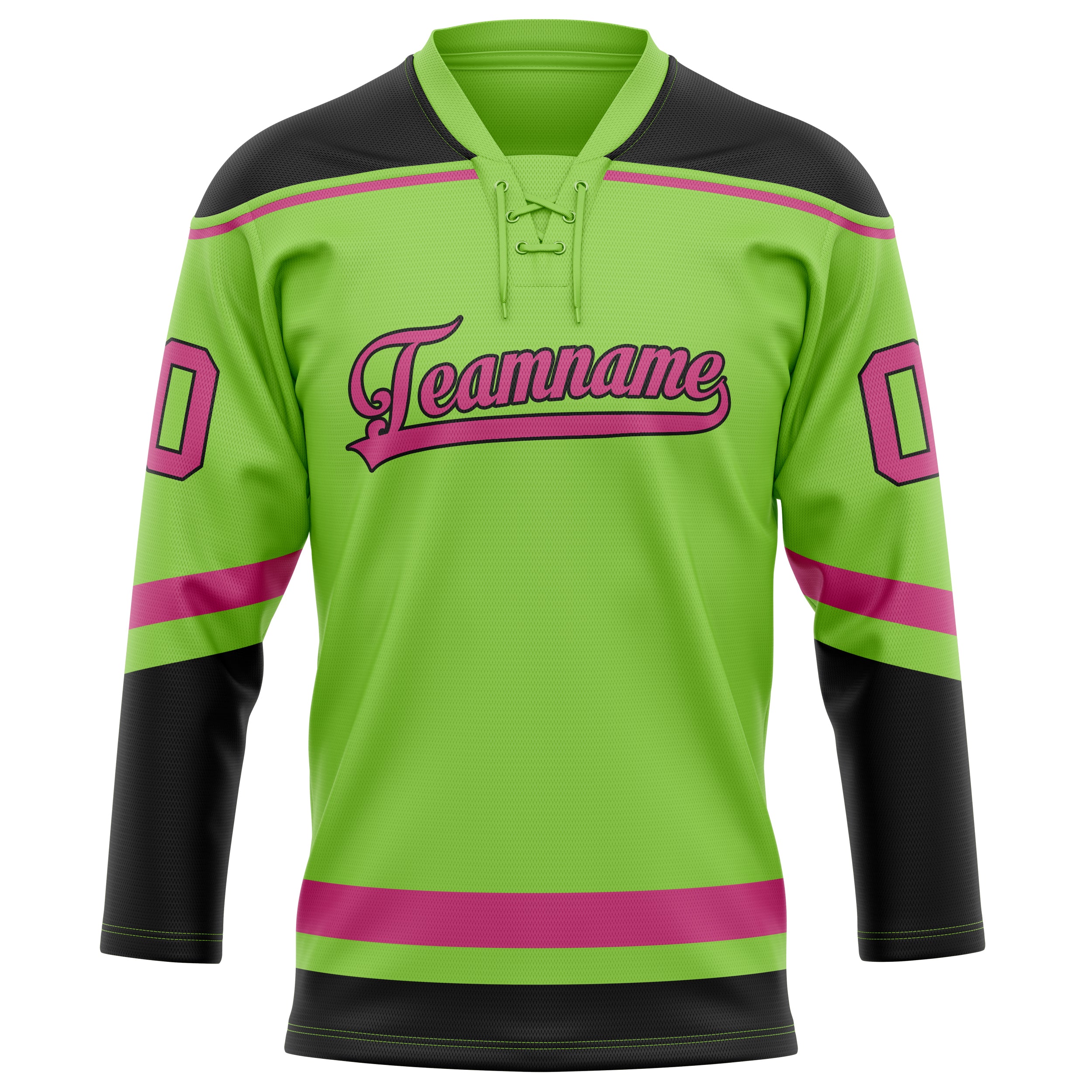 Maßgeschneidertes Professionelles Neongrün Rosa Eishockeytrikot