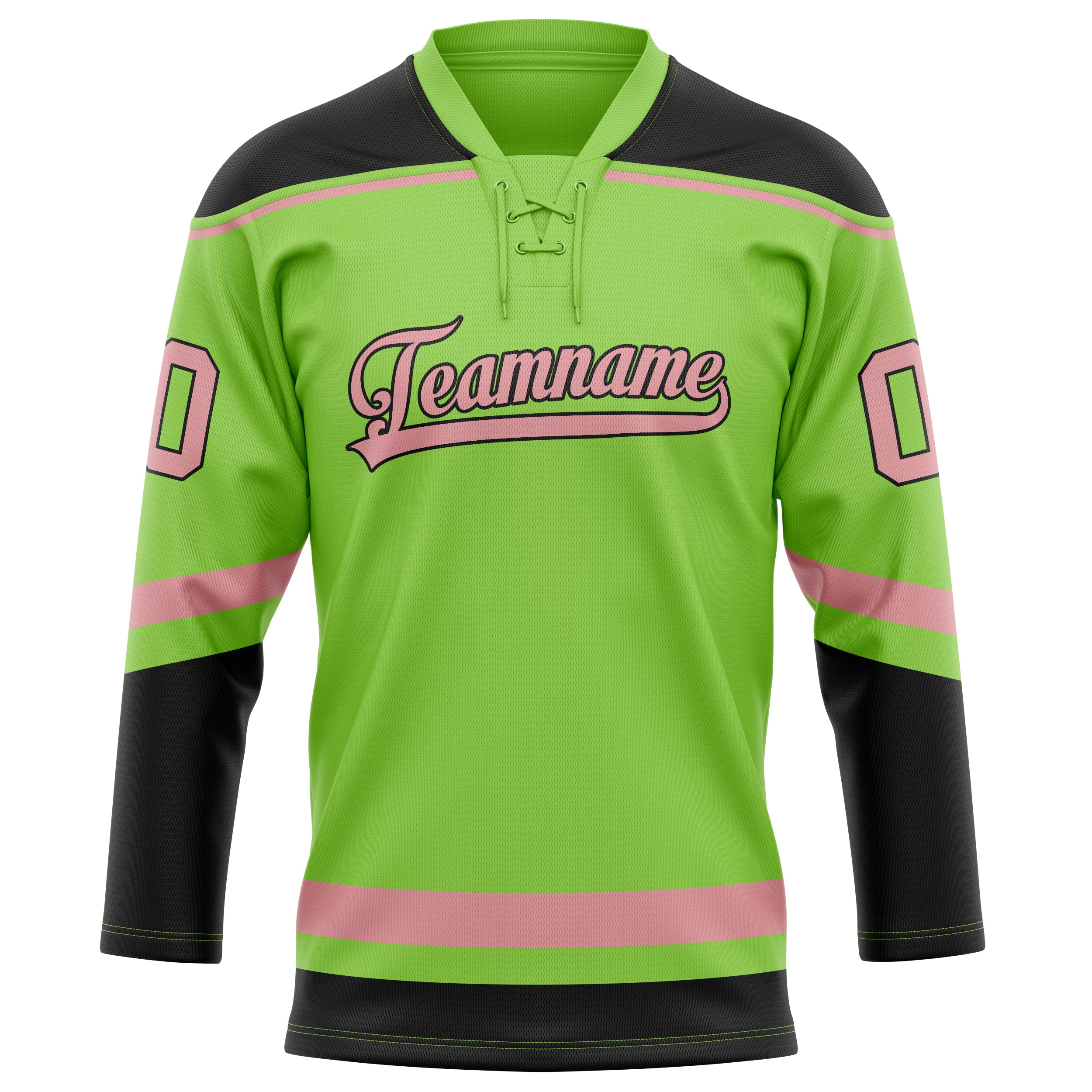 Maßgeschneidertes Professionelles Neongrün Rosa Eishockeytrikot