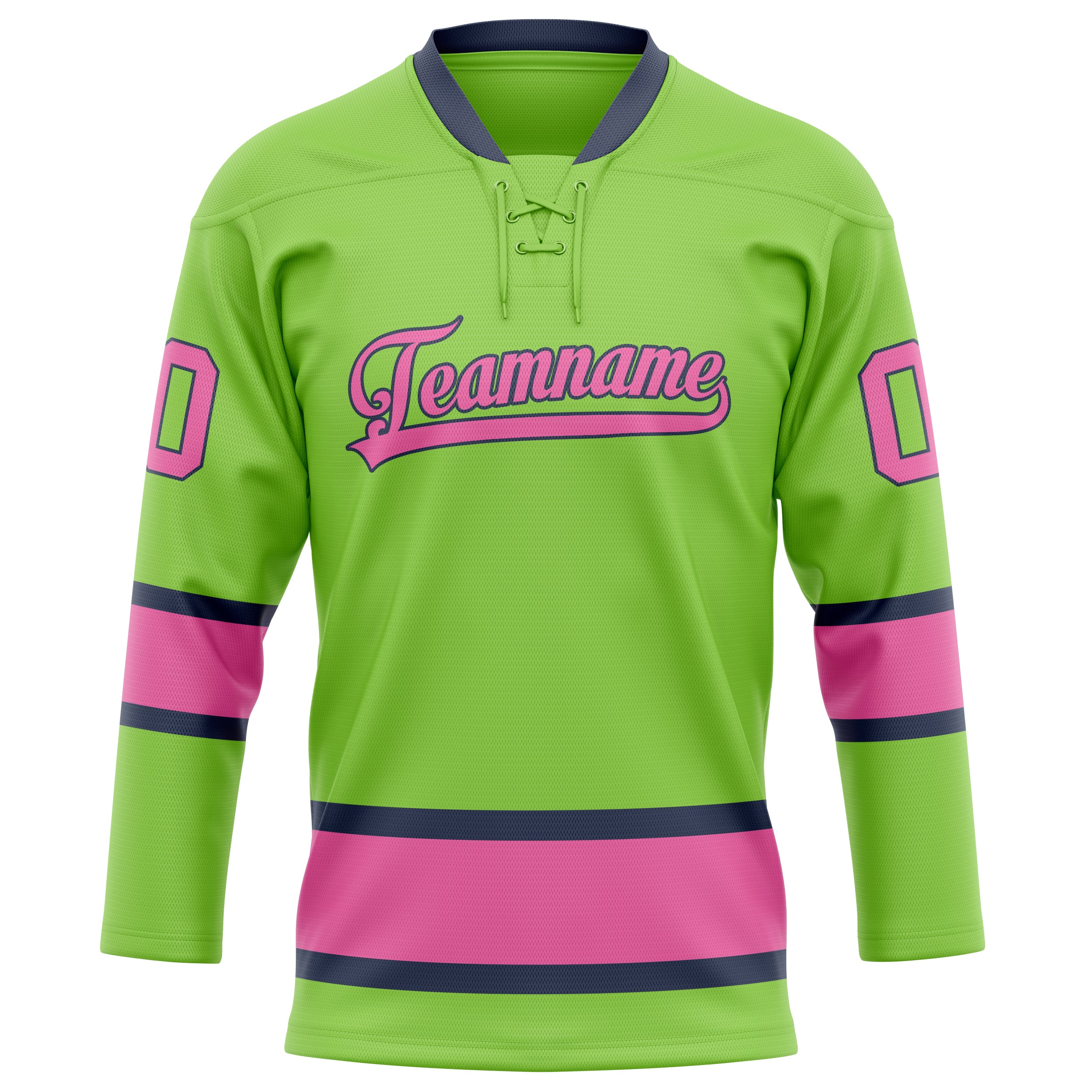 Maßgeschneidertes Professionelles Neongrün Rosa Eishockeytrikot