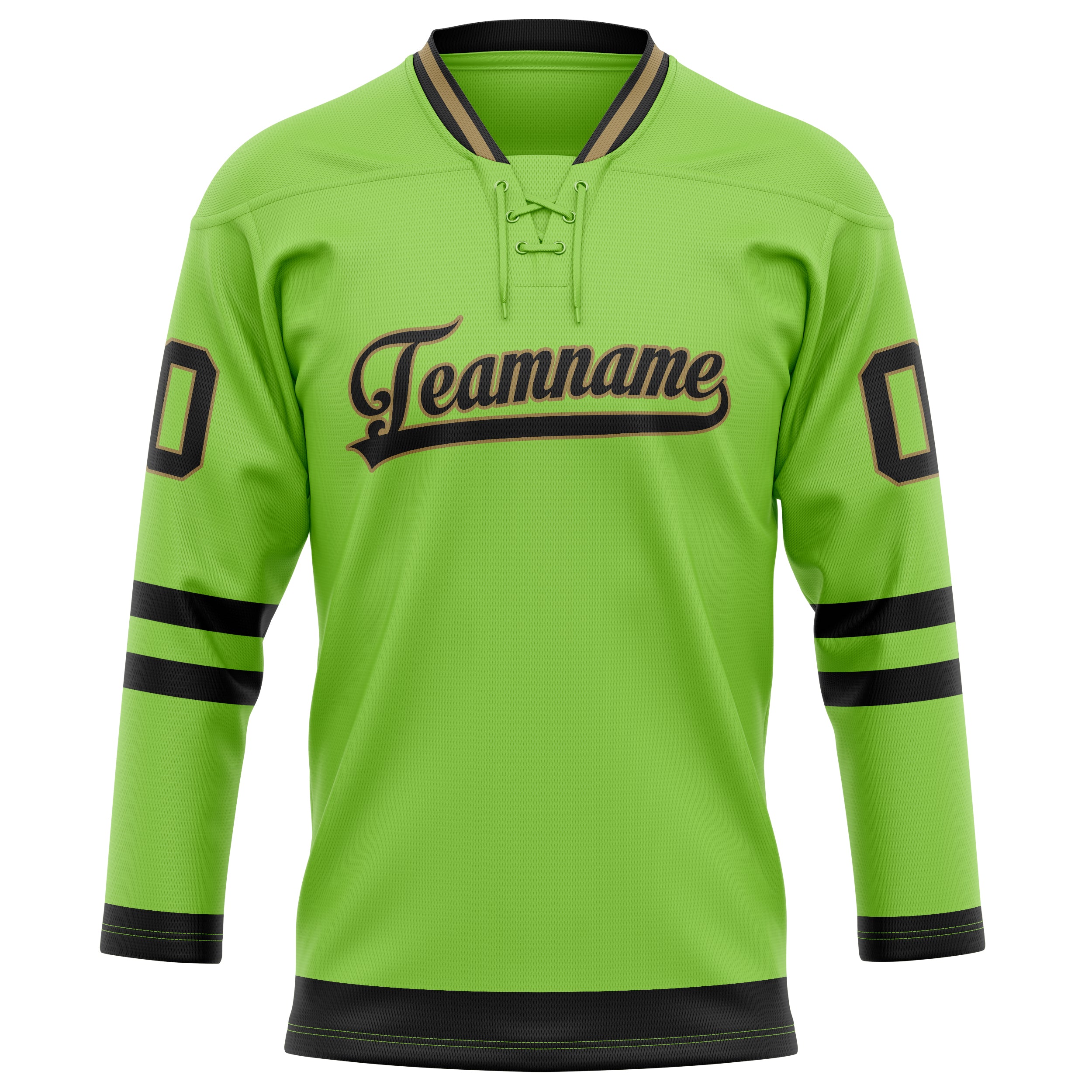 Maßgeschneidertes Professionelles Neongrün Schwarz Eishockeytrikot